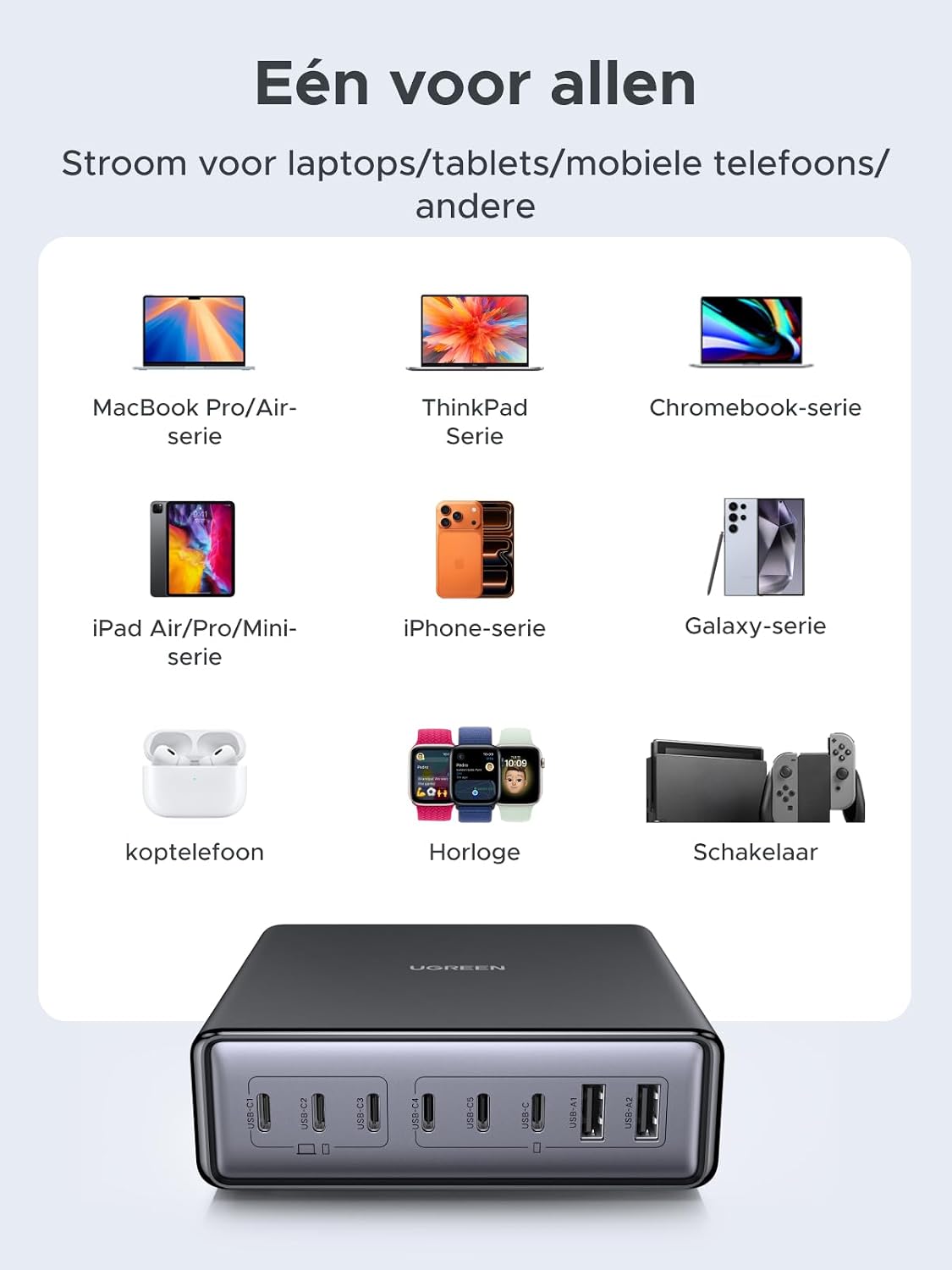 Thumbnail 6 de UGREEN 200W USB-C-bureaulader met 8 poorten en maximaal 100W per poort