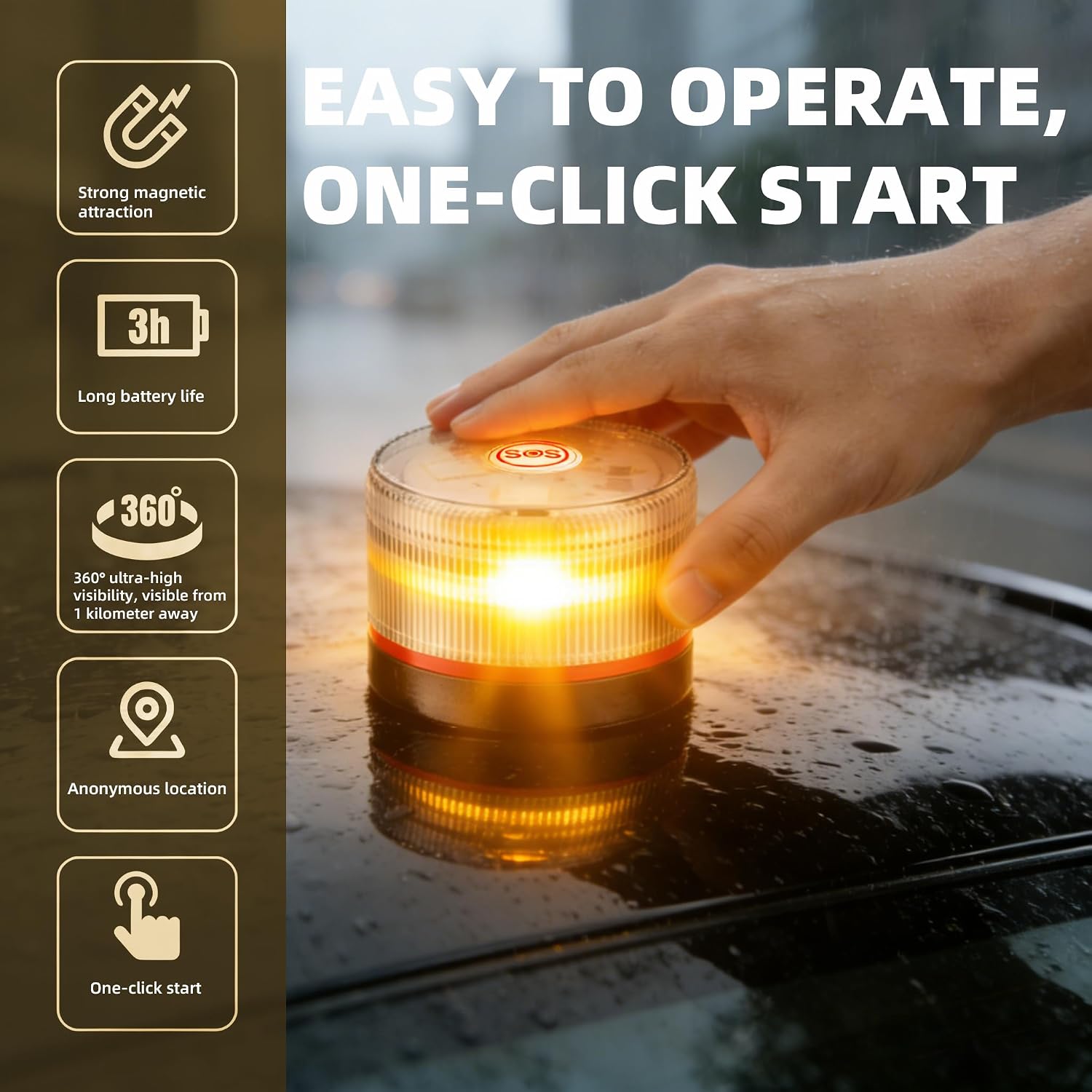 Detalle 2 de Aeyytoe Luz de emergencia para coche con eSIM y geolocalizador