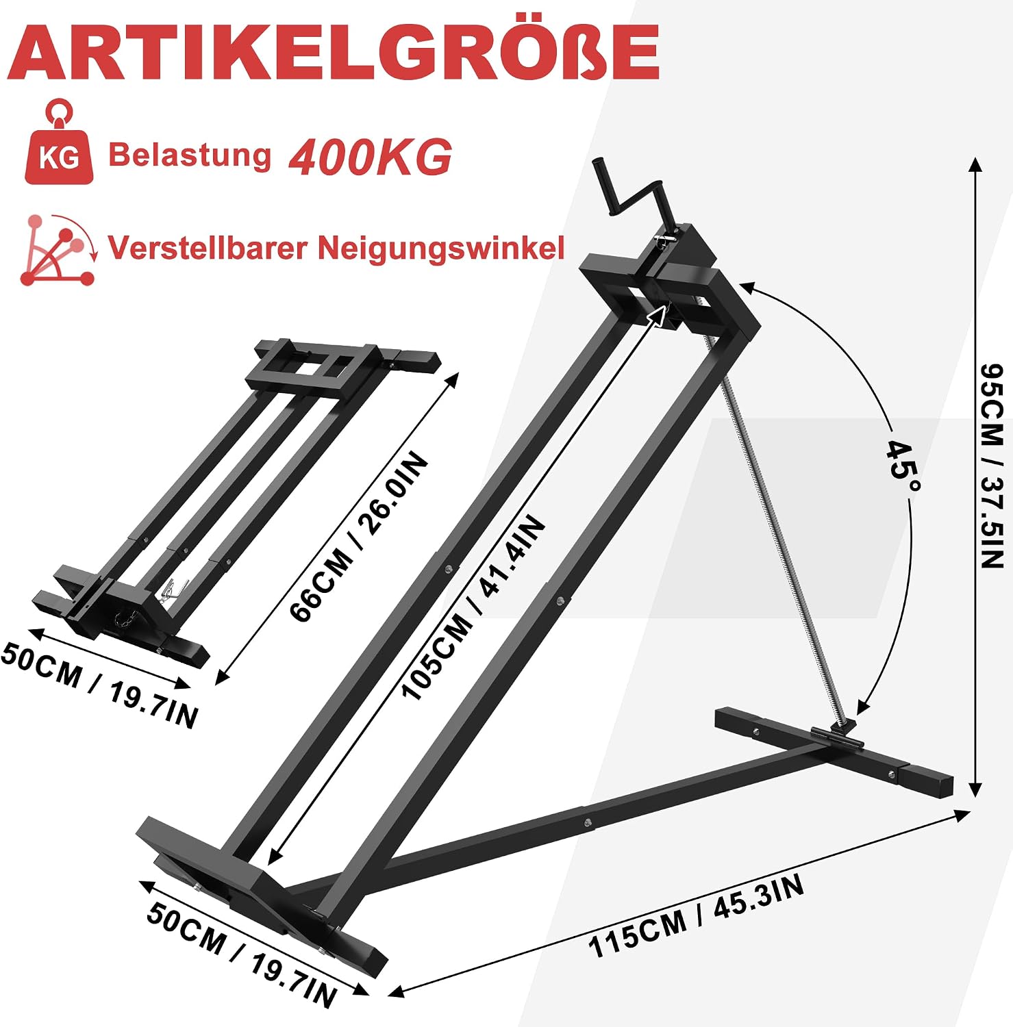 Detalle 2 de LZQ LZQ-(YY10138BK) Lawn Tractor Lift, Steel, 400 kg Capacity, 5–60 cm Height