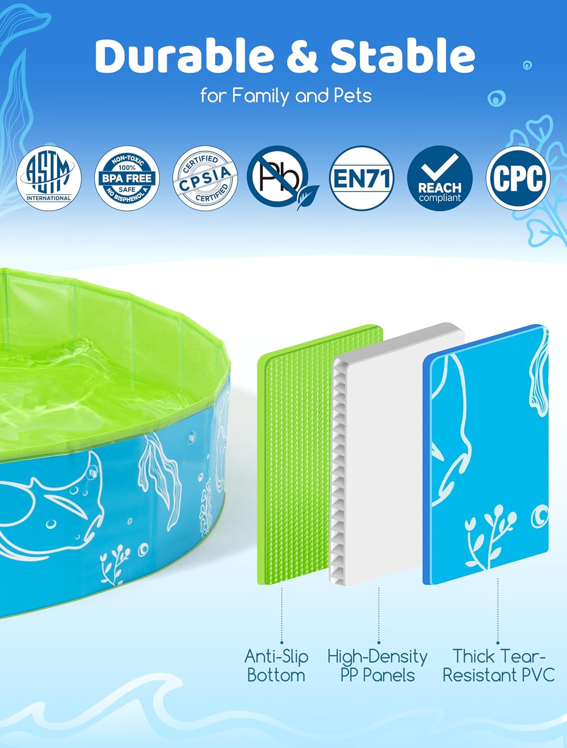 Thumbnail 2 de Hikiddy Foldable Kiddie Pool with Canopy (47-Inch) for Sun-Safe Outdoor Water Play