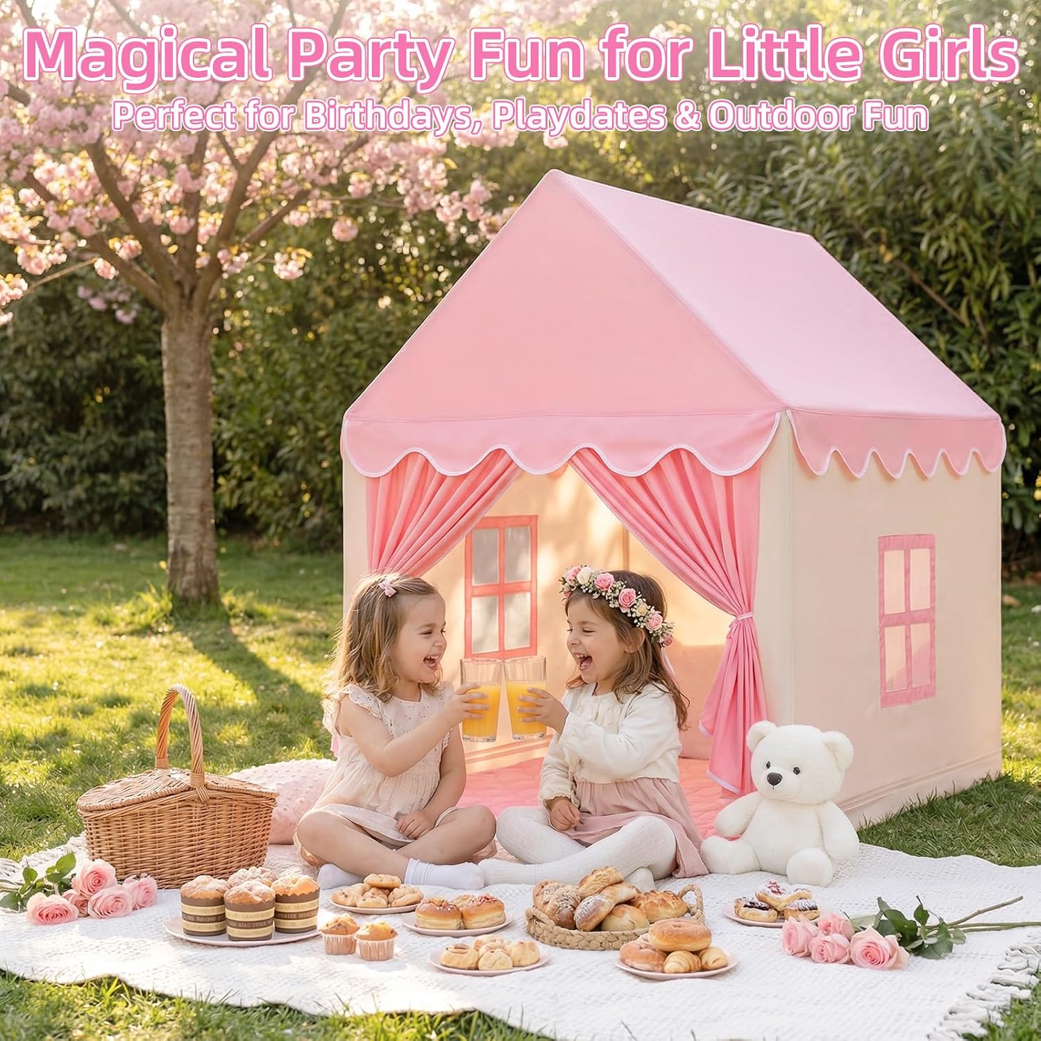 Thumbnail 6 de GeeSound Kids Indoor Princess Tent with Star Lights and Mat (Pink)