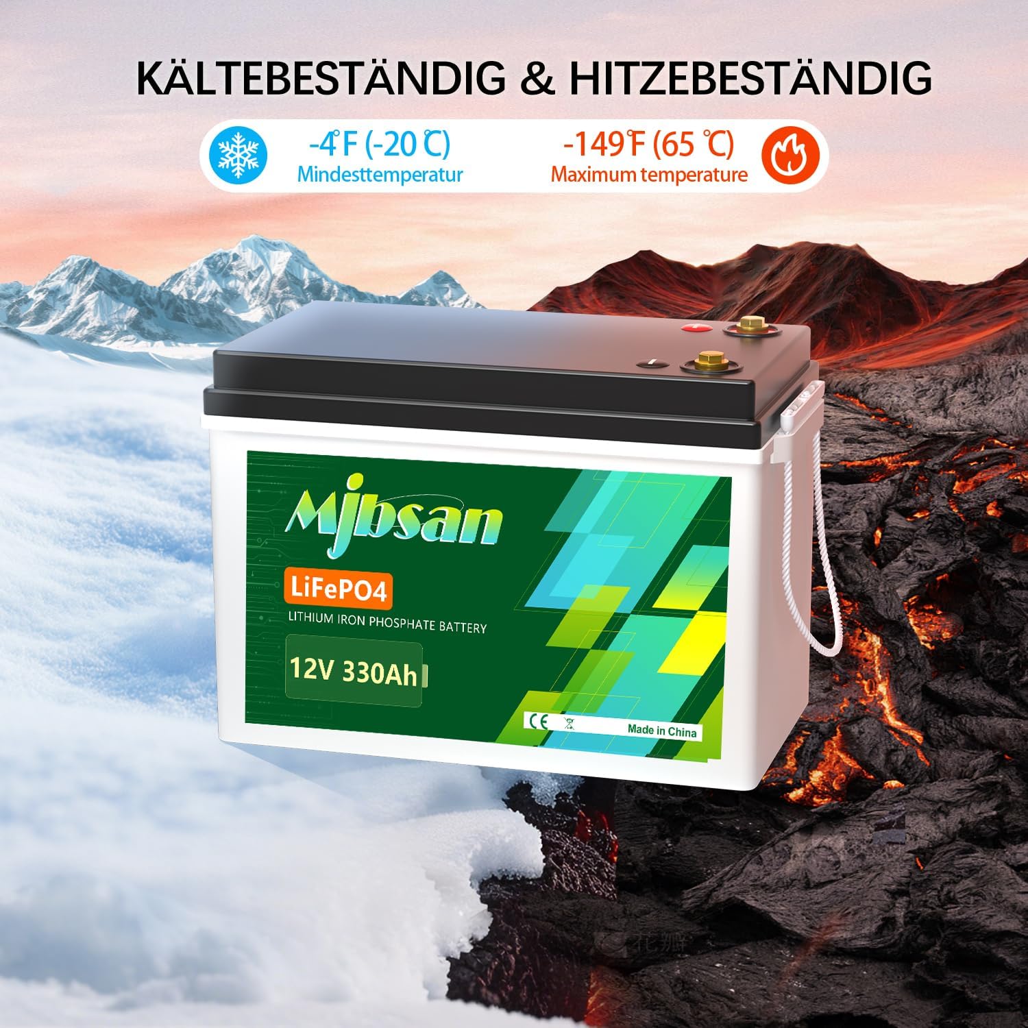 Detalle de Mjbsan 12V 330Ah LiFePO4-litiumbatteri med Bluetooth och 200A BMS