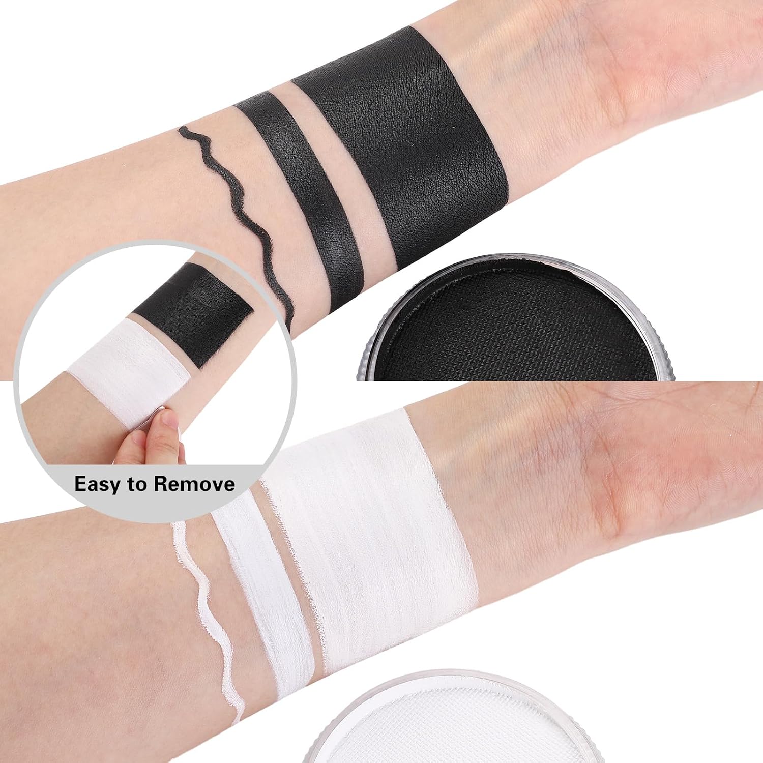 Detalle de BADCOLOR Black and Clown White Water-Based Face Paint Kit with 3 Brushes