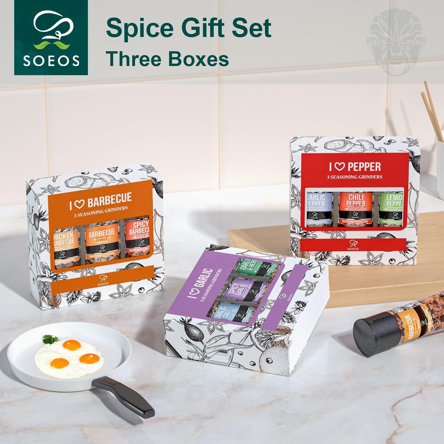 Thumbnail 6 de Soeos Spice Grinder Set of 9 with BBQ, Pepper and Garlic Seasonings