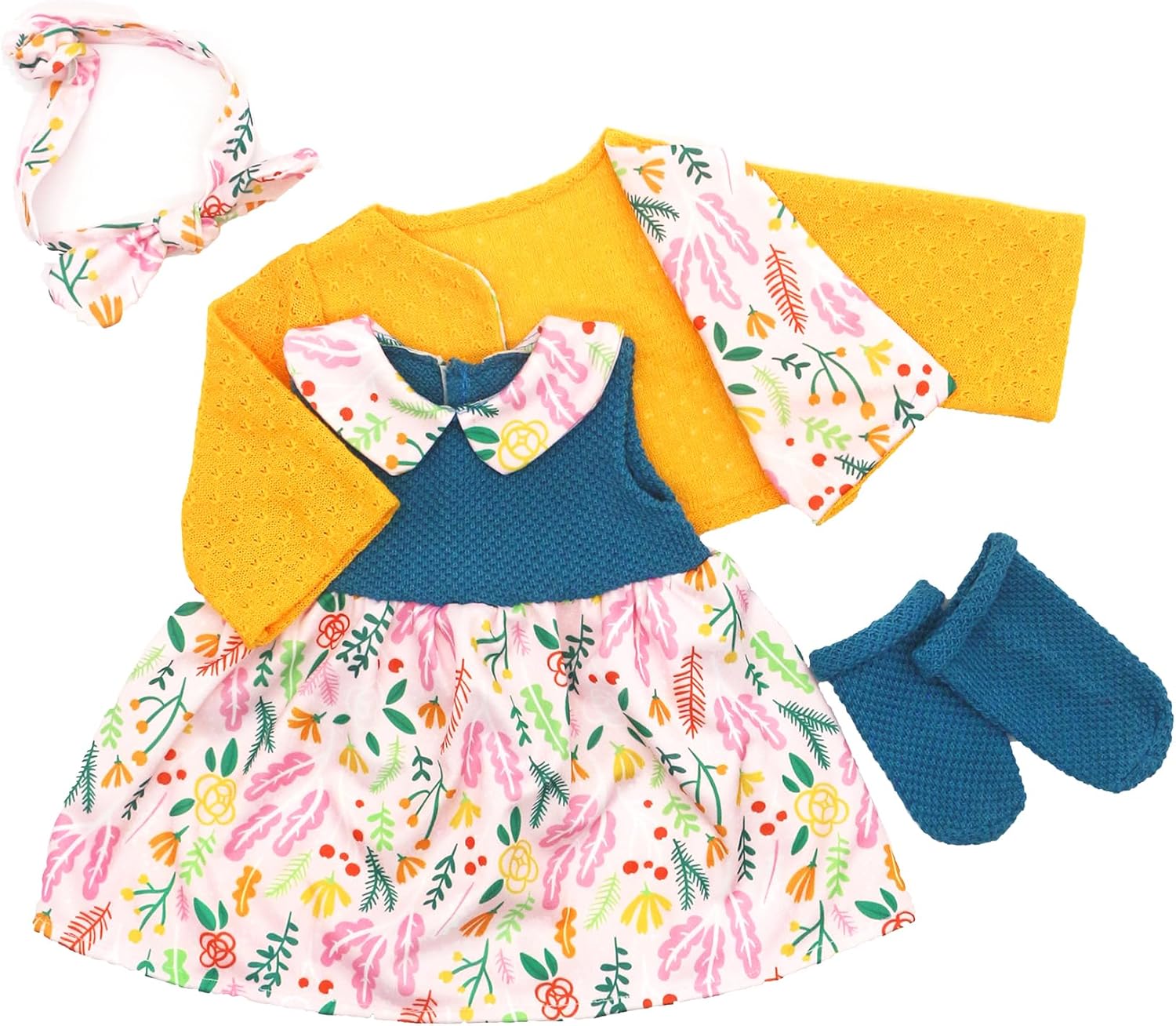 Detalle 2 de Doll Clothes for 18-20 Inch Baby Dolls: 2-Pack Outfits (43-50 cm) with Coat, Headband and Socks