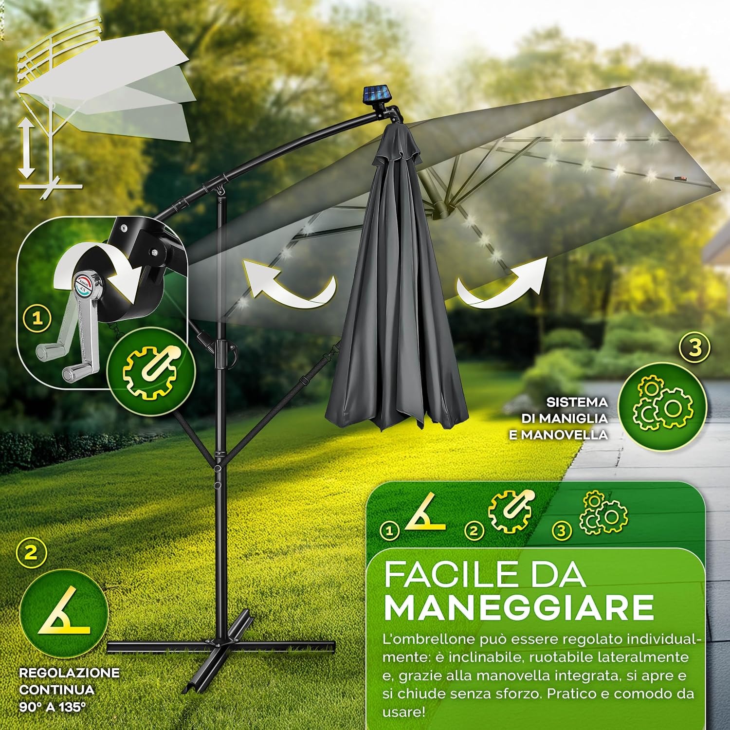 Detalle 2 de tillvex Ombrellone Rettangolare Ø 330 cm 🌂