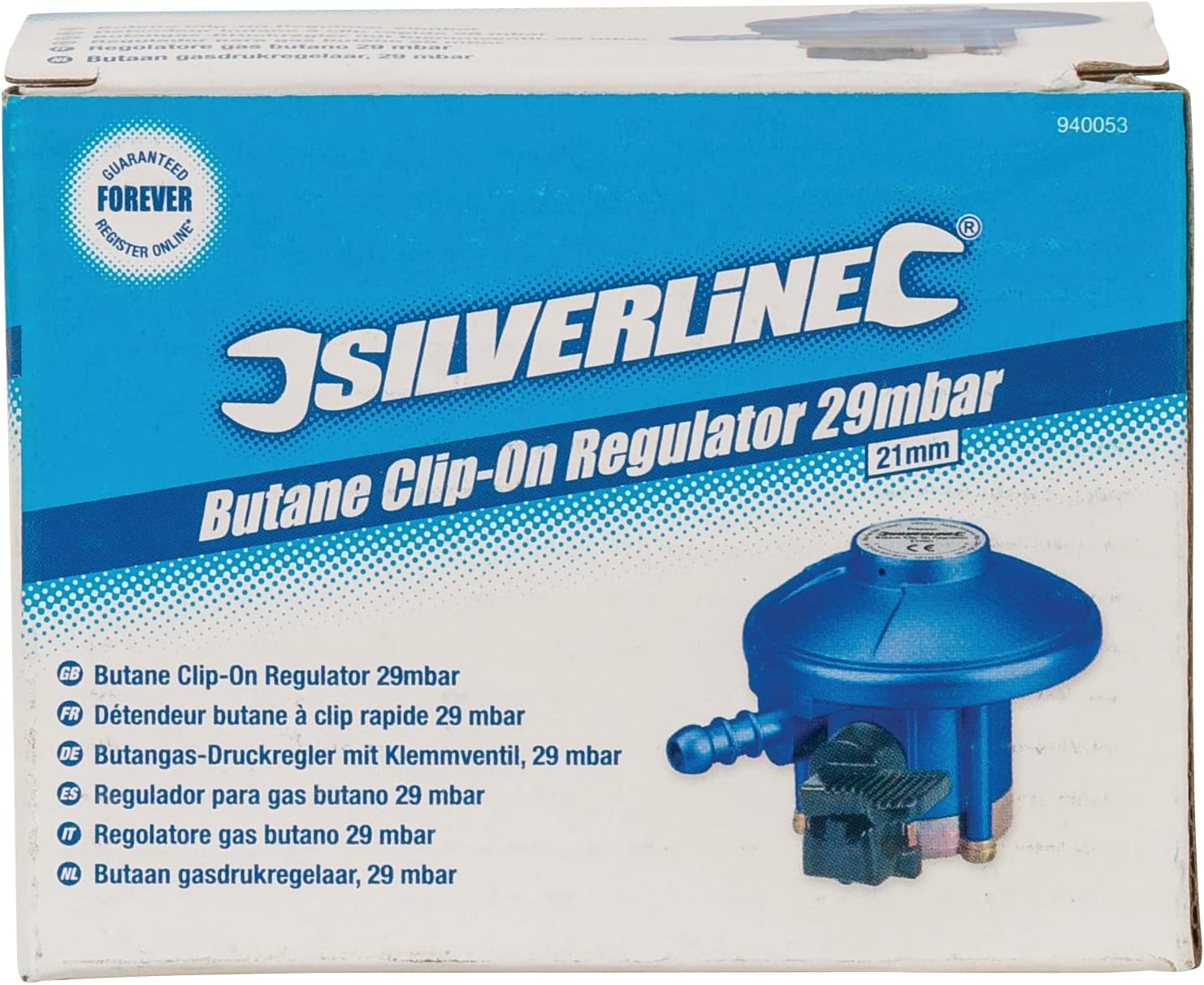 Thumbnail 1 de Silverline Regulador Clip-On Butano 1,5 kg/h 🔥 Azul