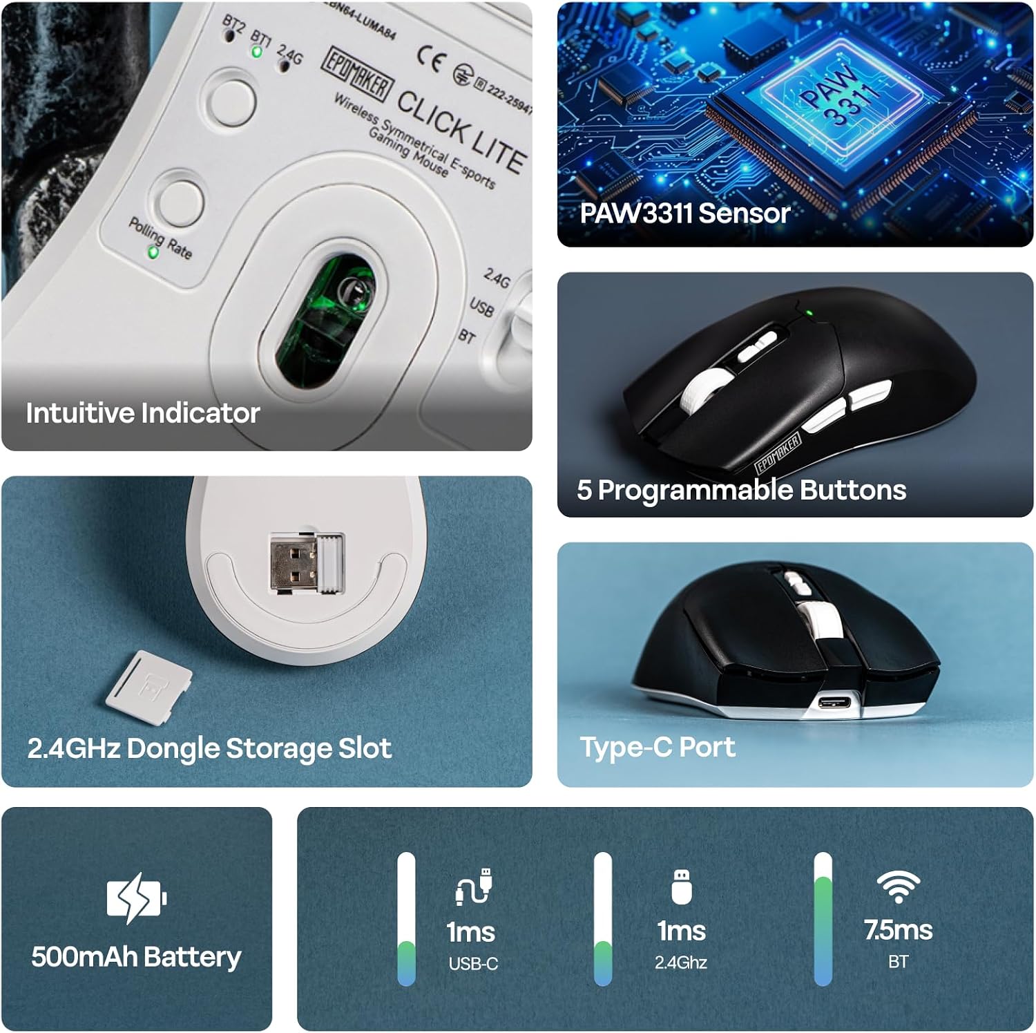 Thumbnail 2 de EPOMAKER Click Lite Wireless Mouse 500mAh