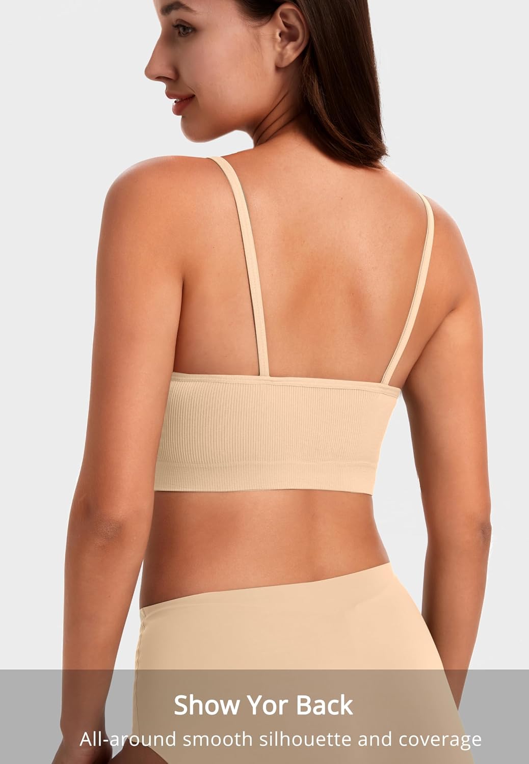 Detalle de HBselect 4er BHS Damen nahtlos – Push-Up B(H)S, Bügel- und Nahtlos-Top für großen Busen