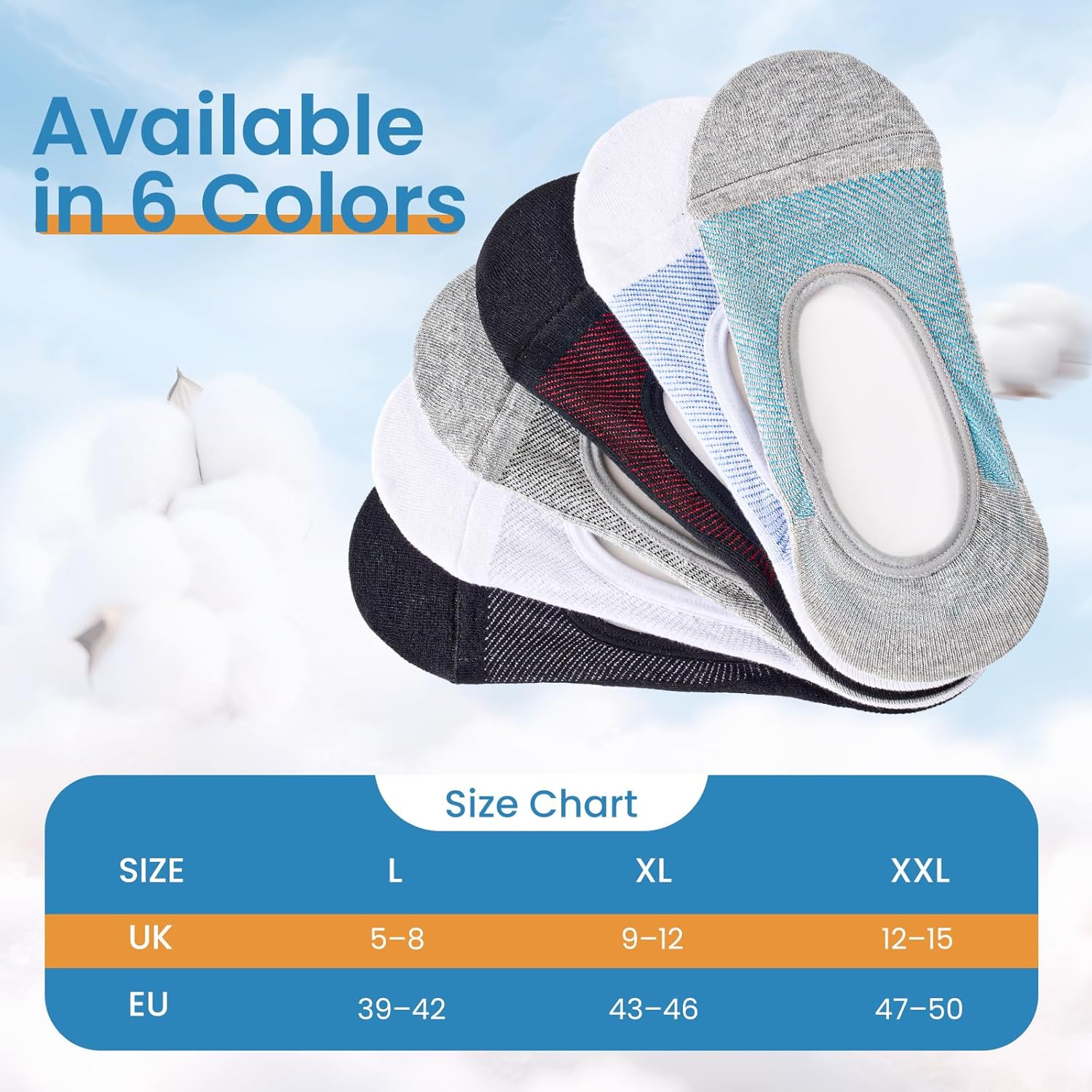 Detalle de Effeet Mens No Show Trainer Socks: Invisible, Breathable & Durable (6 Pairs)