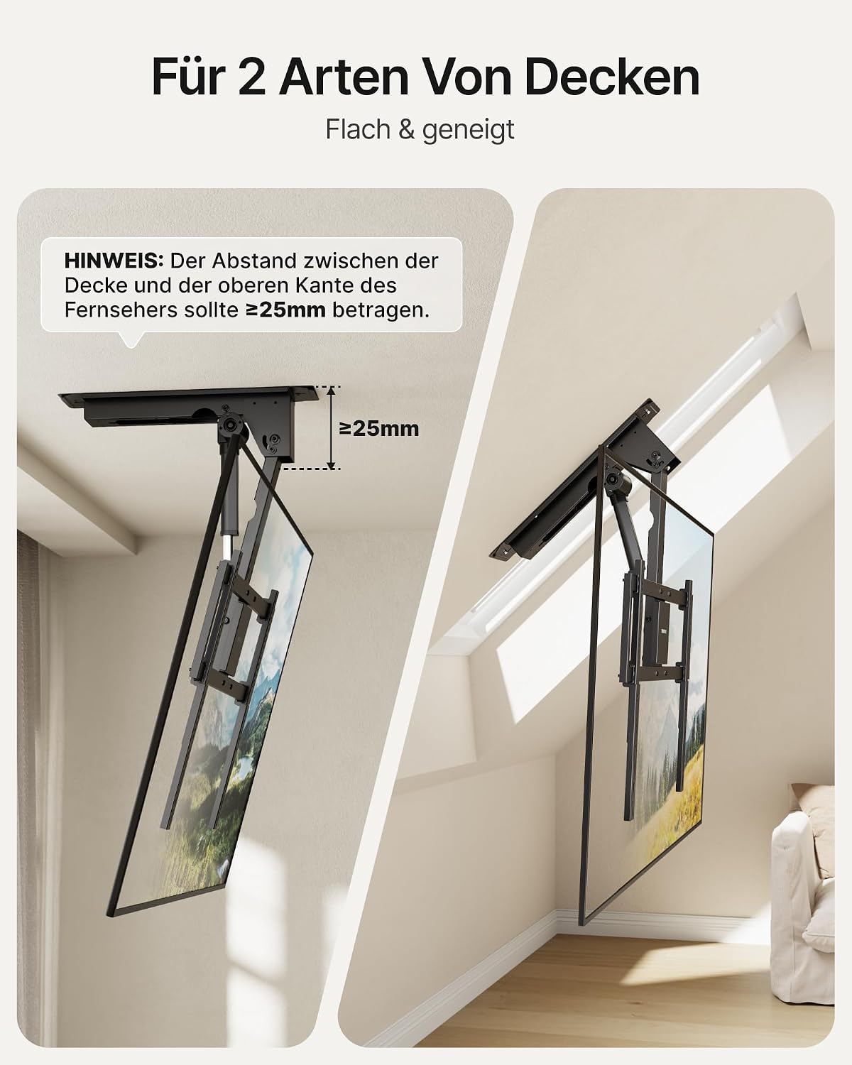 Thumbnail 6 de monTEK Deckenhalterung elektrisch für 43–86 Zoll – VESA 200×100 bis 600×400, bis 55 kg