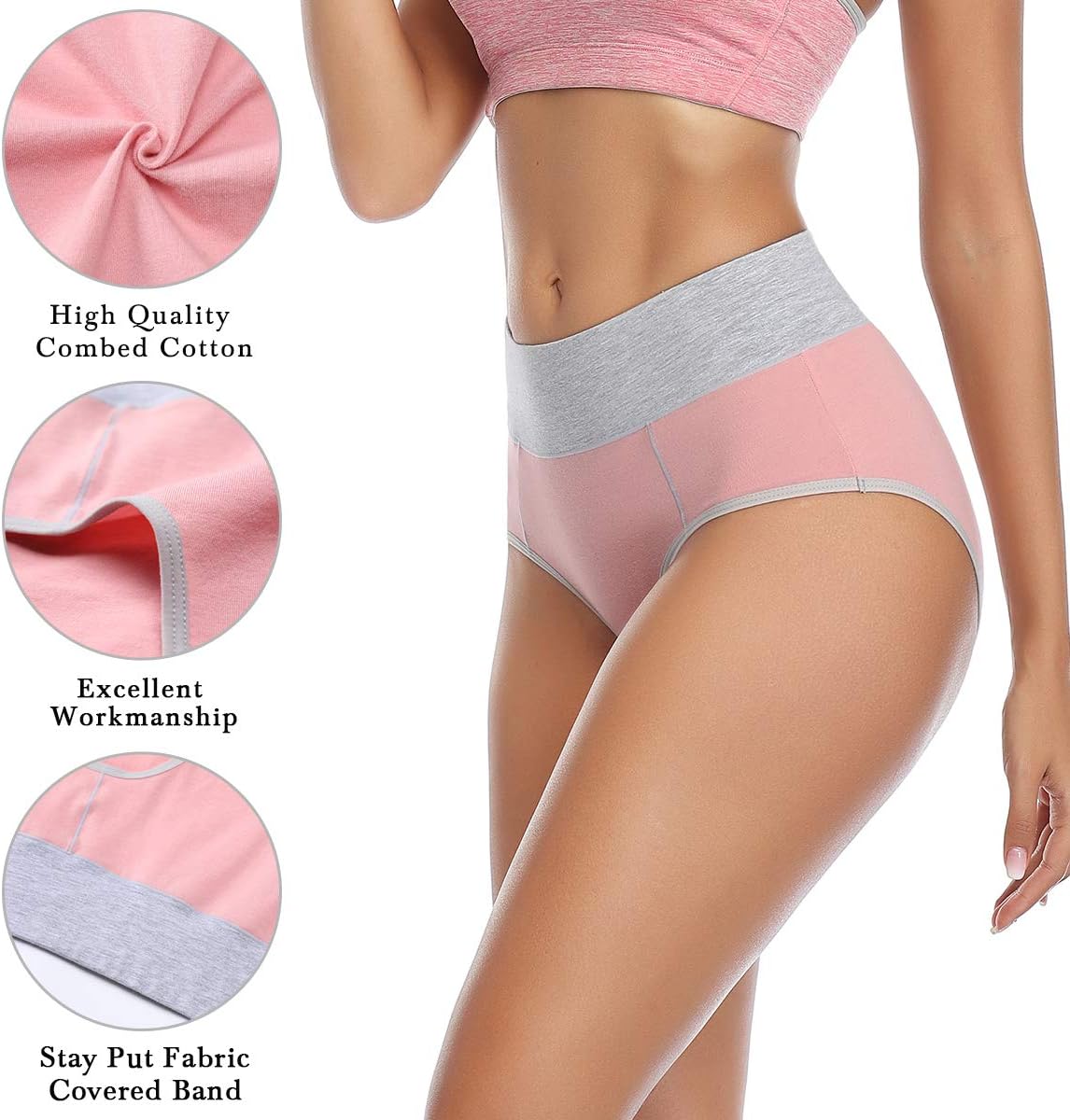 Detalle 2 de wirarpa Damen Unterhosen Baumwolle – Taillenslip 5er Pack, hohe Taille