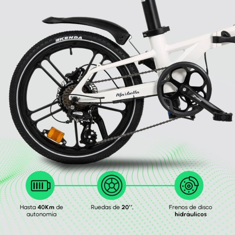 Detalle de YOUIN Marbella BK1350: bicicleta eléctrica urbana plegable con batería extraíble y 7 velocidades
