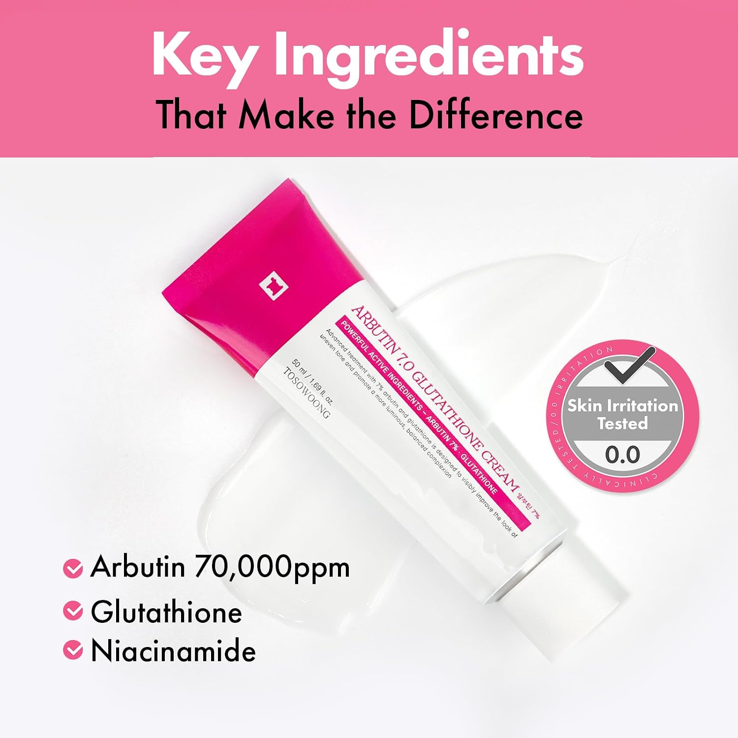 Detalle de TOSOWOONG Arbutin 7% Glutathione Cream: Brighten and even skin tone (50ml)