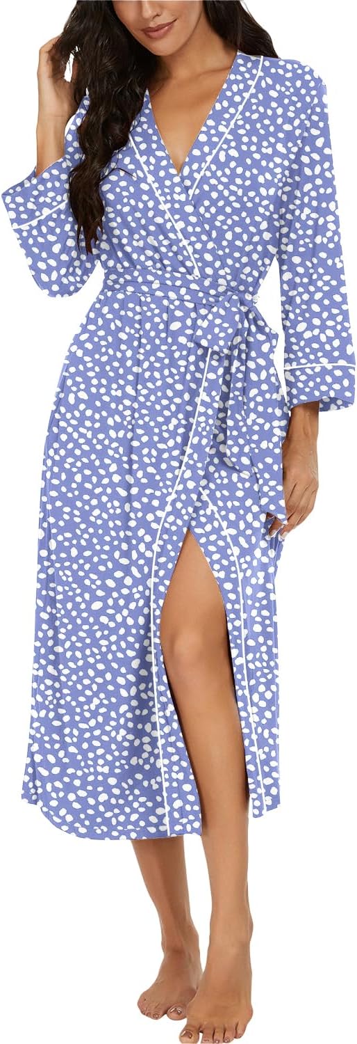 Thumbnail 6 de PrinStory Womens Long Knit Bathrobe (Lightweight Soft Robes) with Pockets