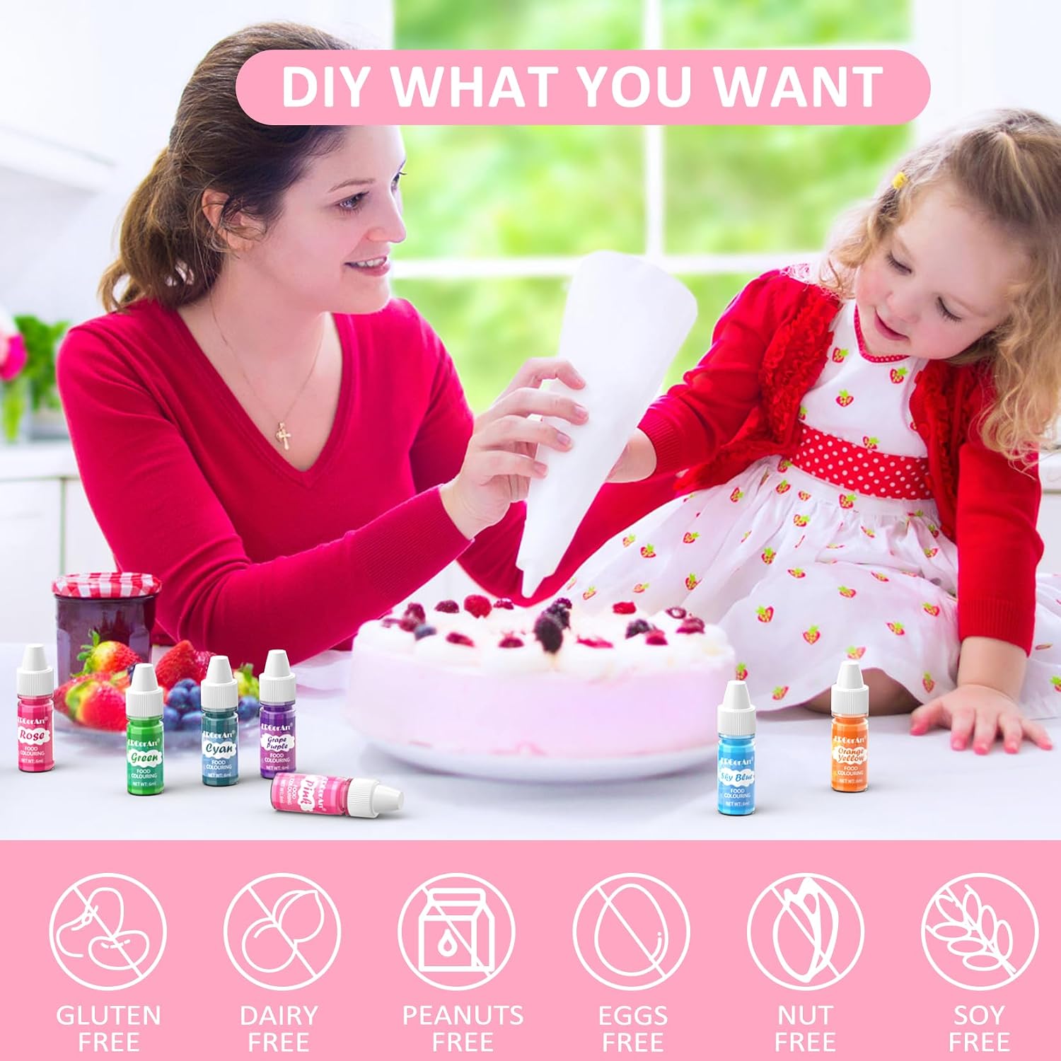 Detalle de ERCorArt 16-Color Liquid Food Coloring Set for Baking and Decorating