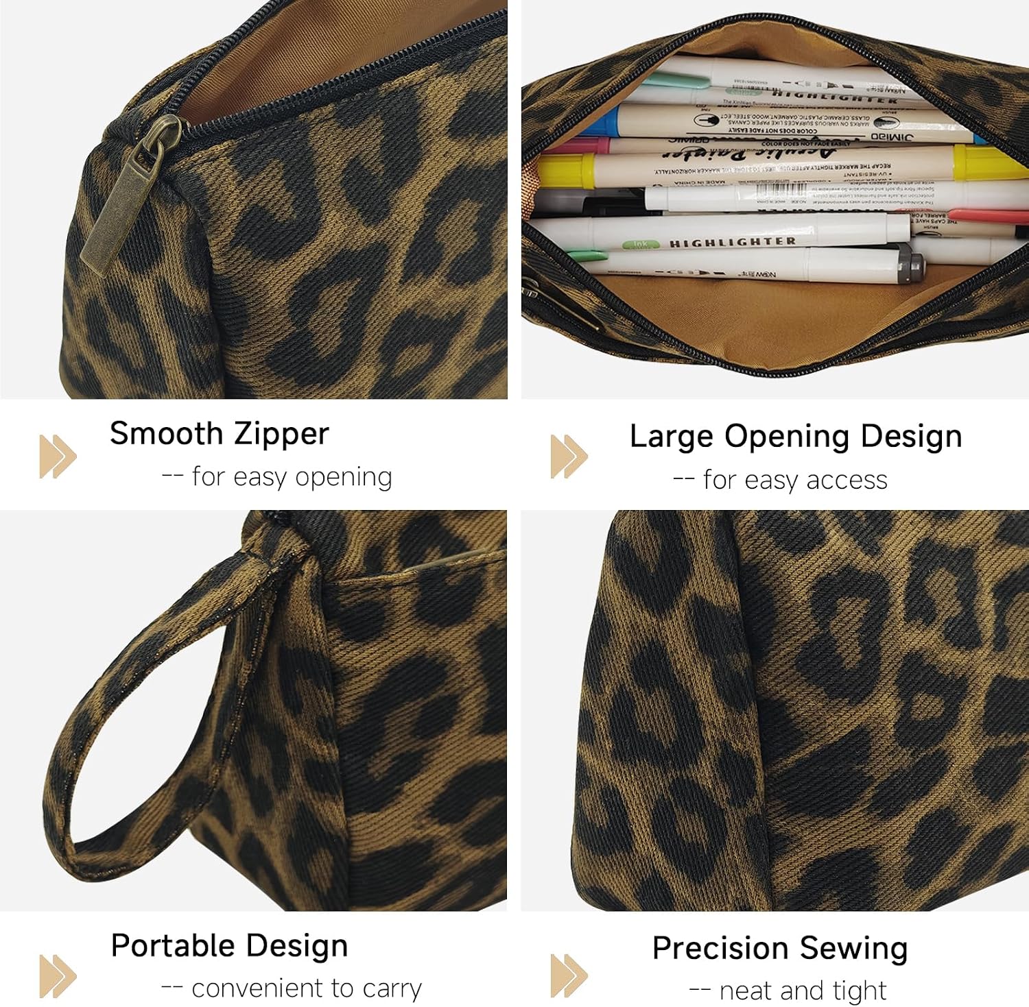 Thumbnail 2 de Boziee Oxford-Stoff Federmäppchen (Leopard) – großes Stiftetui mit Doppelreißverschluss