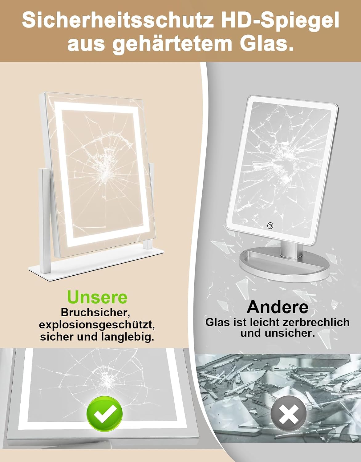 Thumbnail 6 de Mursche Hollywood-make-upspiegel 25 x 30 cm met dimbare ledverlichting