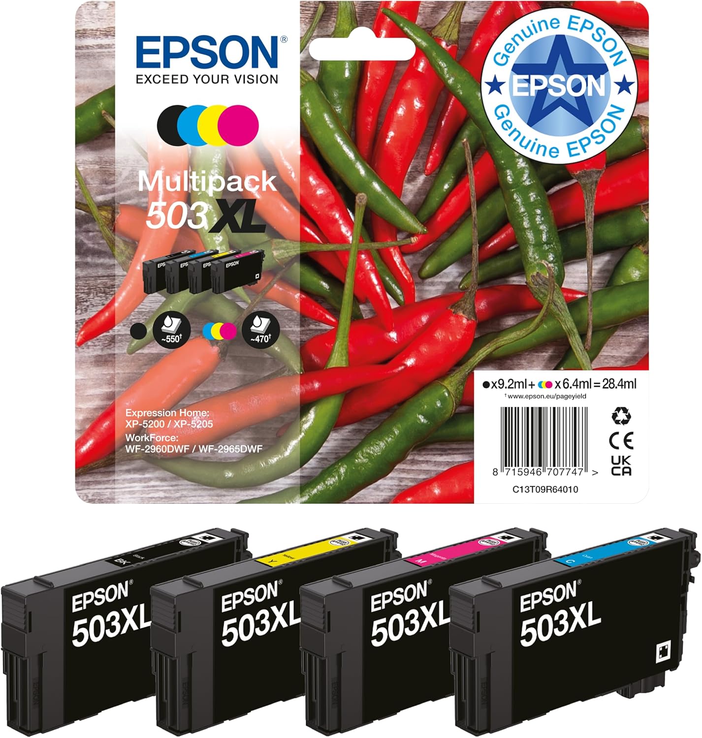 Thumbnail 6 de Epson 503 Chillies Genuine Multipack — 4-Colour Ink Cartridges in Eco-Friendly Packaging