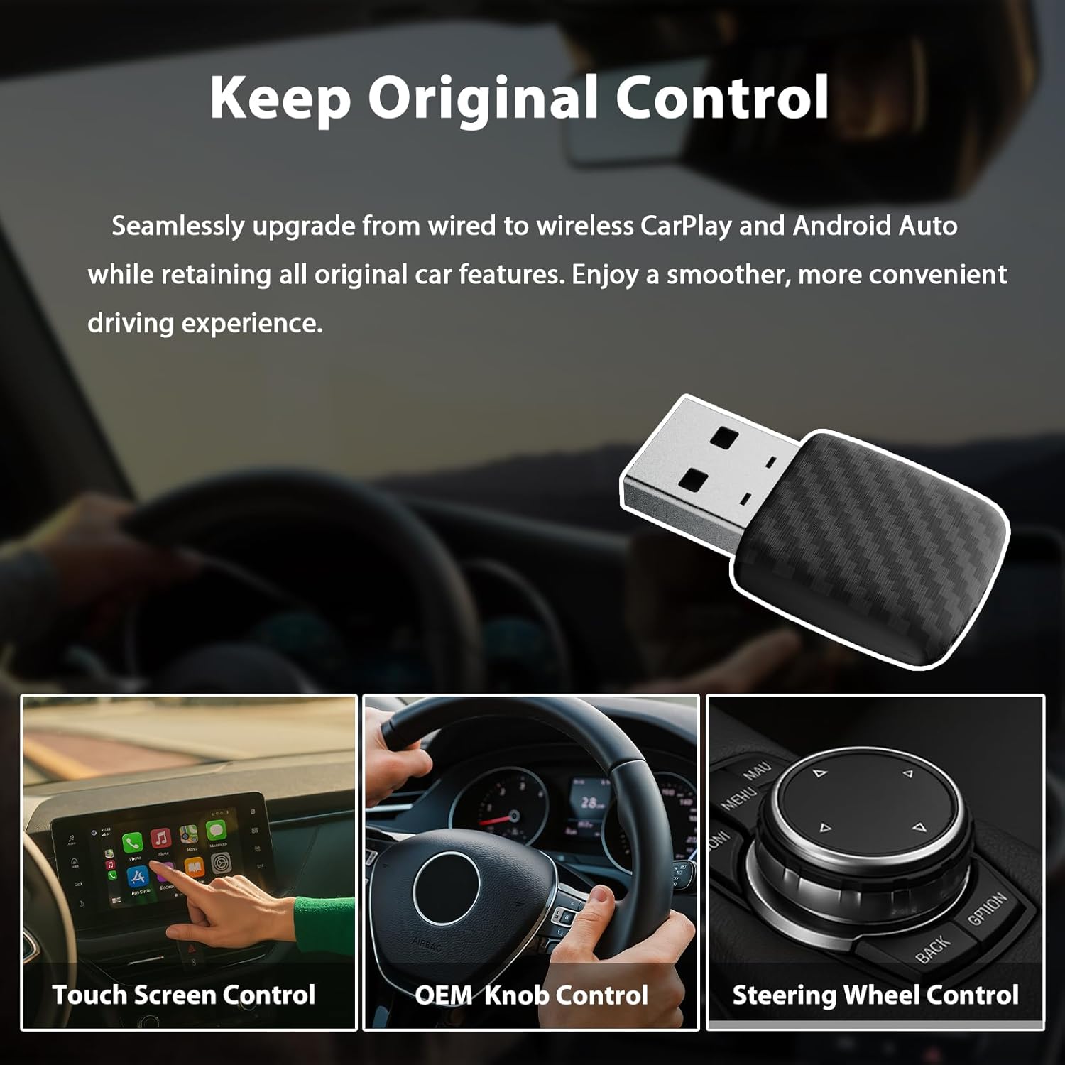 Thumbnail 4 de Autonano Mini adattatore wireless CarPlay grigio argento: trasforma CarPlay e Android Auto cablati in wireless