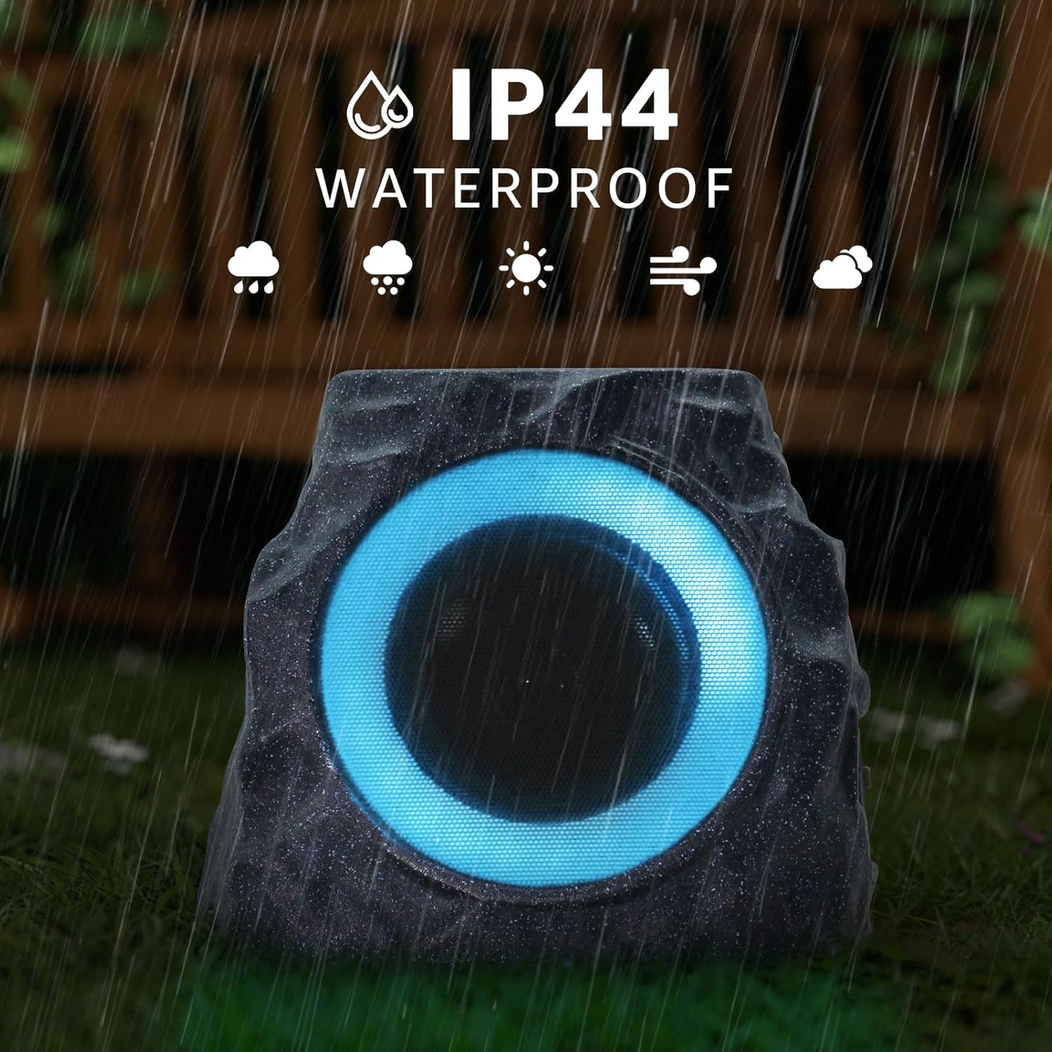 Detalle 2 de uuffoo 2-Pack Solar Powered Rock Speakers for Outdoor Patios (IP44, RGB lights)
