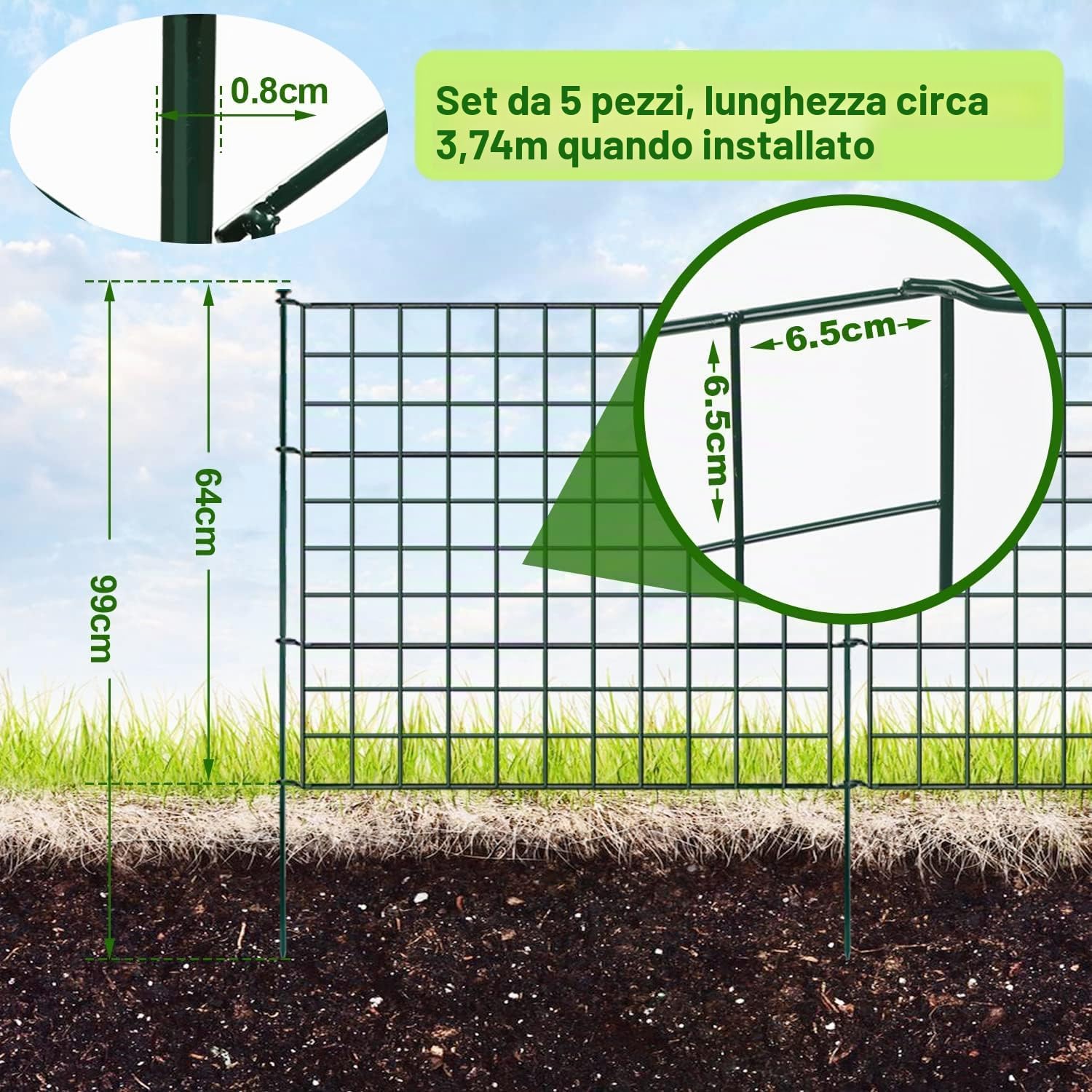 Thumbnail 1 de Fiqops Recinzione per stagno: set modulare in metallo da giardino, 11 pezzi espandibile