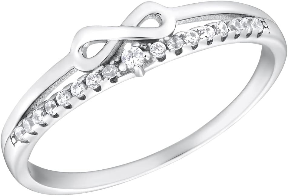 Detalle de Amor Ring 925 Sterling Silber Damenring mit Zirkonia – Infinity-Symbol, Geschenkverpackung