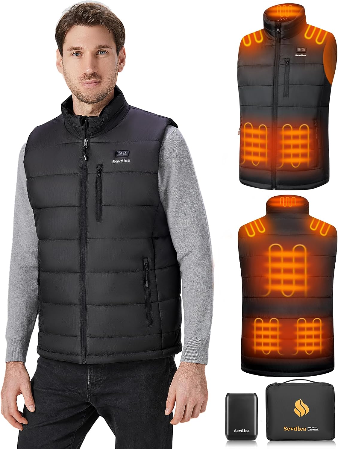 Detalle de Sevdiea Heizweste Herren mit Powerbank 16000mAh