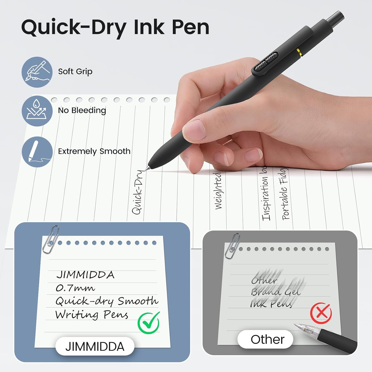 Thumbnail 3 de JIMMIDDA 16 Pcs Gel Pens – Black Ink, 0.7mm, Quick-Drying, Fidget Rotating Retractable Pens