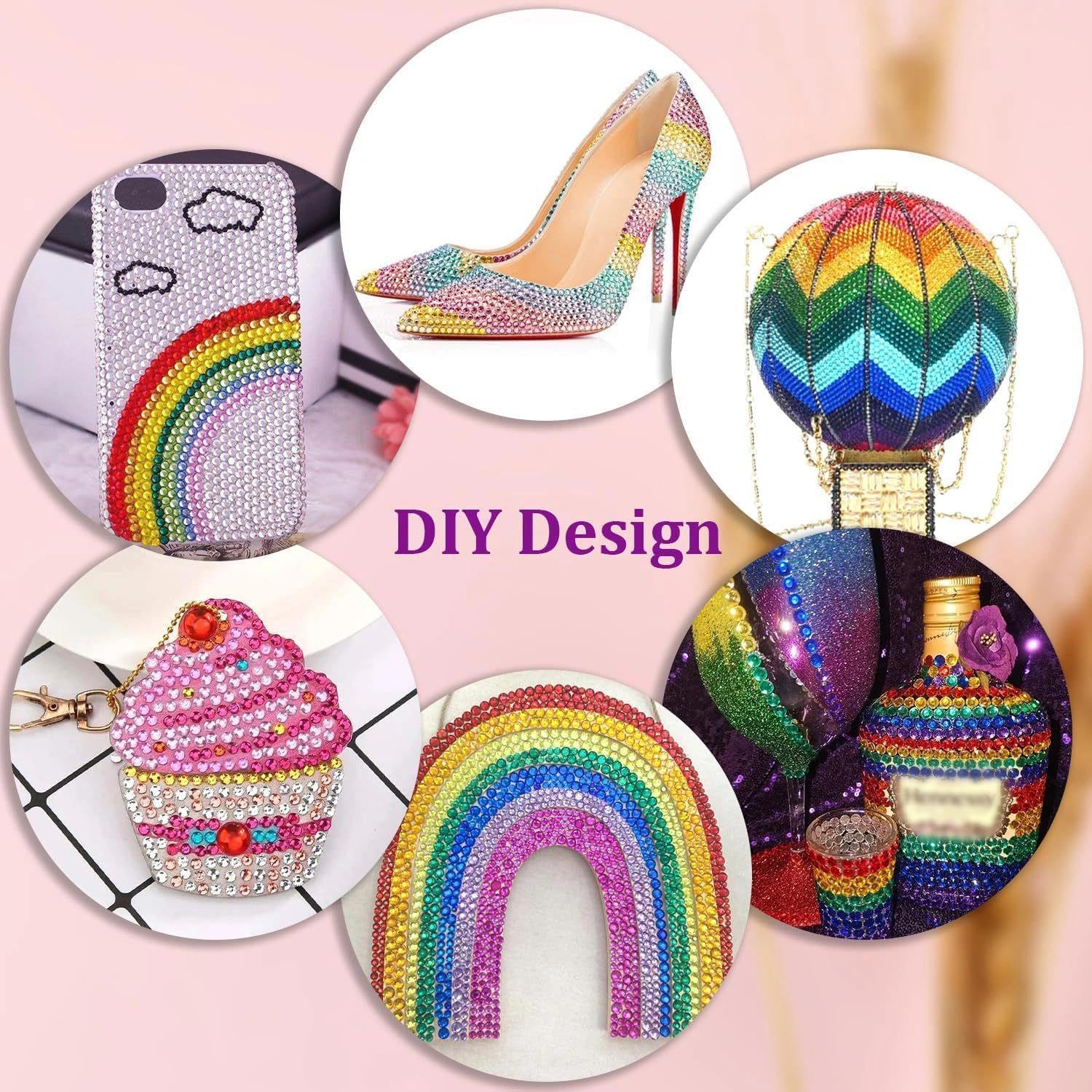 Detalle de 24 Colours Bedazzling Rhinestone Kit with Glues – 24,000 x 3mm Nail Gems for Crafting