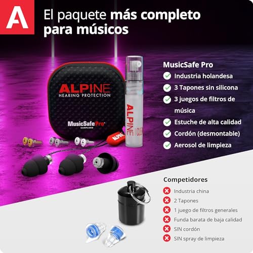 Detalle 2 de Alpine MusicSafe Pro: Tapones de Alta Fidelidad para Conciertos y DJ, con 3 juegos de filtros hipoalergénicos