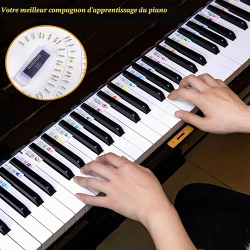 Detalle de Everjoys guide de notes de piano en silicone, amovible, 88/61/54/49/37 touches