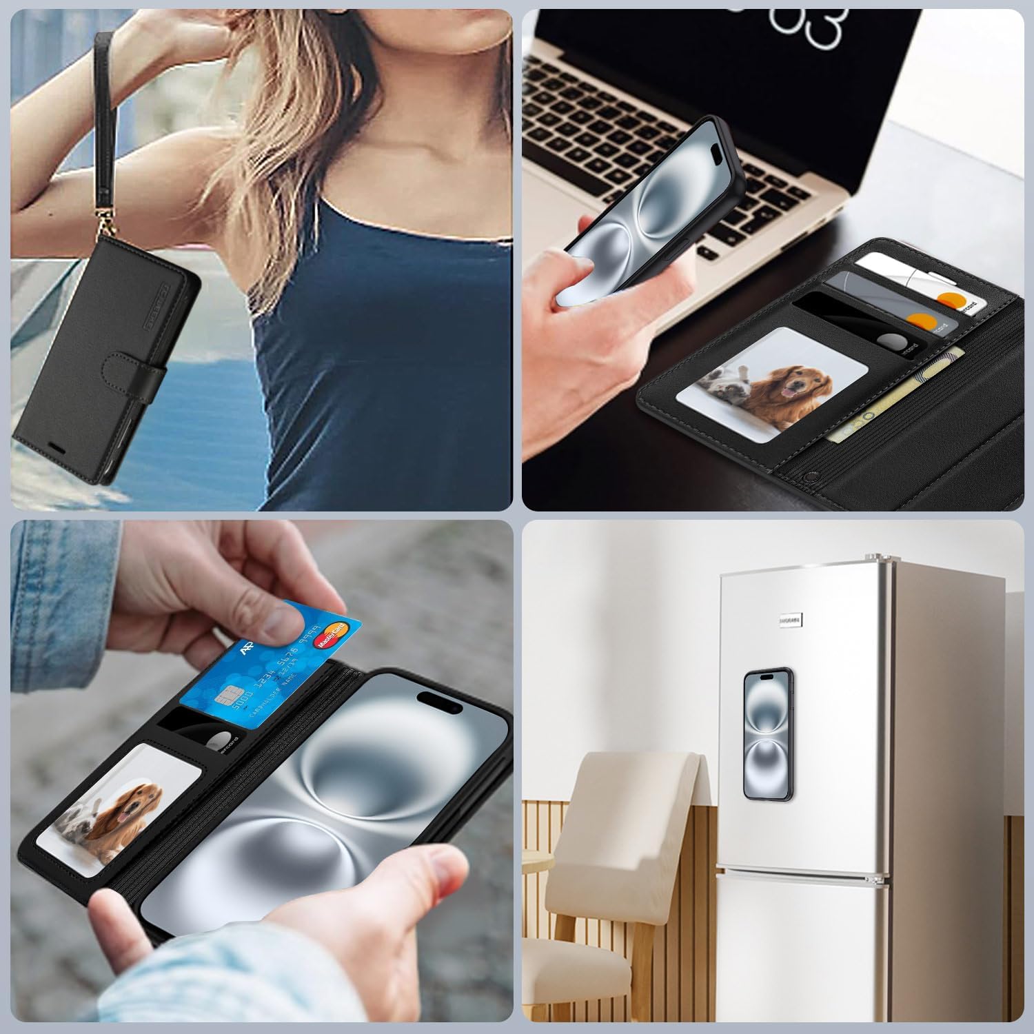 Thumbnail 6 de XTCASE Magnétique Coque 2 en 1 pour iPhone 16 – Porte-feuille PU Noir avec MagSafe