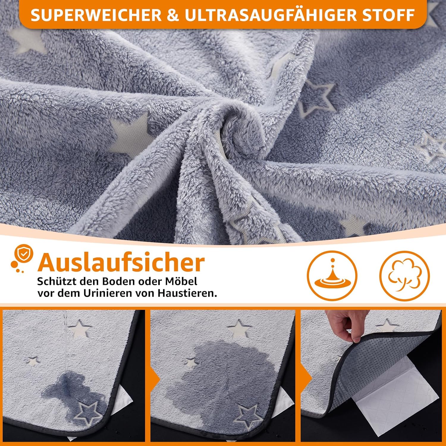 Detalle de PICK FOR LIFE Waschbare Haustier-Urinunterlage 79×92 cm – Wiederverwendbare Welpen- und Hygieneunterlage mit rutschfester Unterseite