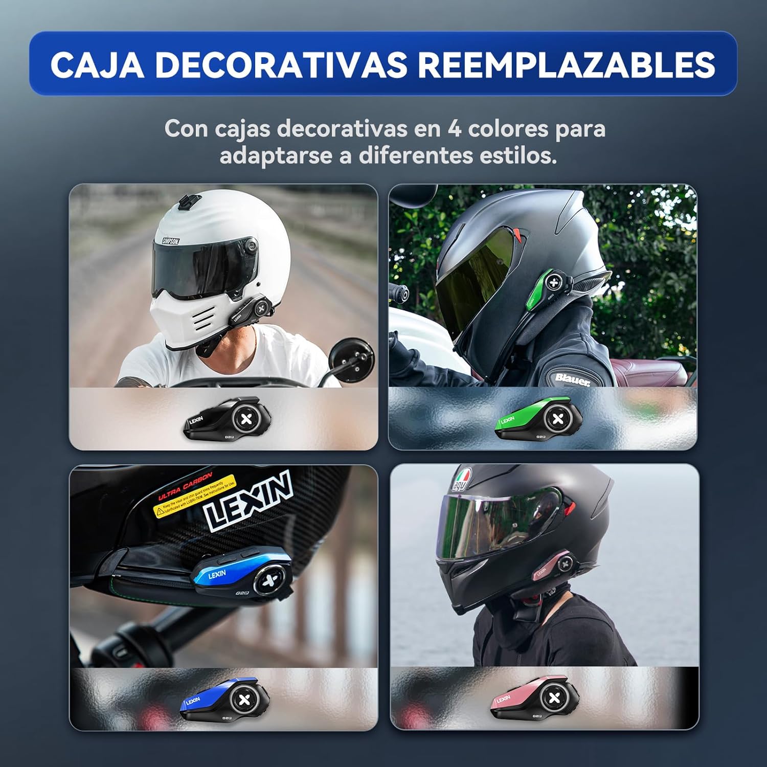 Thumbnail 3 de LEXIN G2P Intercom 6 vías para casco Moto