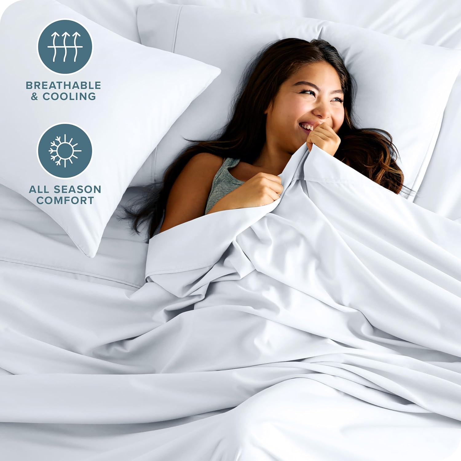 Thumbnail 2 de Bare Home King Sheet Set: 1800 Ultra-Soft Microfiber, Deep Pockets, 4-Piece (White)