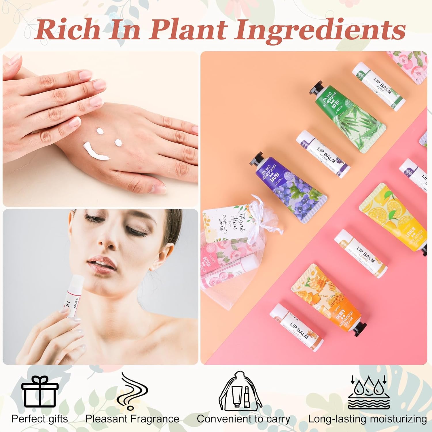 Detalle de VESPRO 30-Pack Bulk Hand Cream & Lip Balm Gift Set