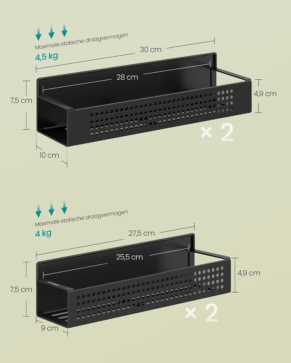 Thumbnail 5 de SONGMICS BEQUE KCS061B01 magnetisch kruidenrek, set van 4 in inktzwart