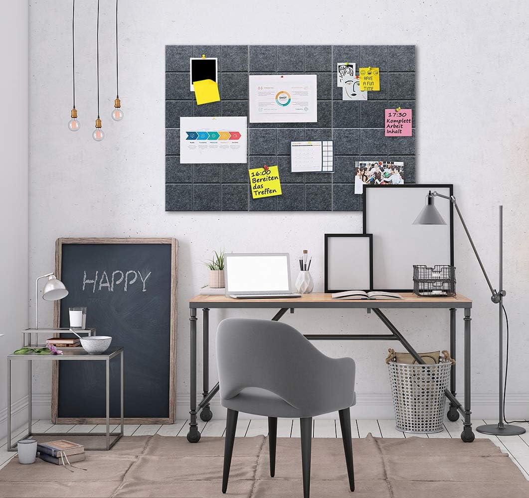 Detalle de Uoisaiko Felt Board Tiles 30×30 cm, Pack of 6