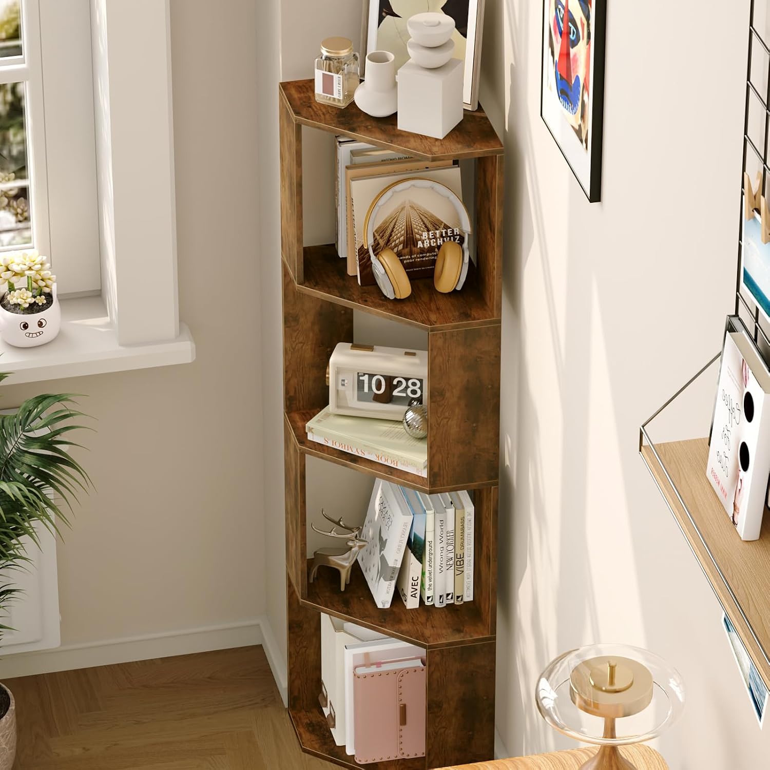 Detalle 2 de ALISENED Corner Bookshelf, 4-Tier