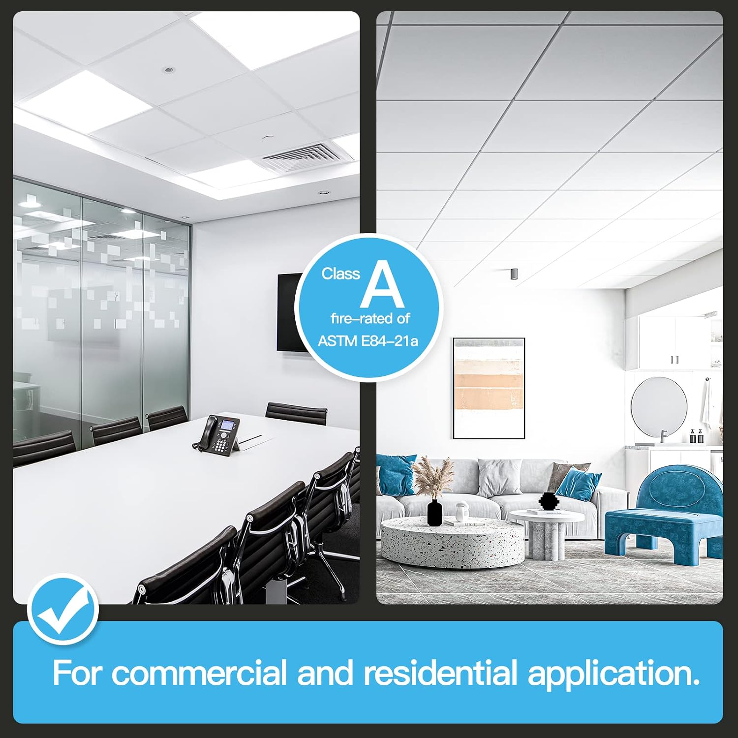 Thumbnail 3 de Art3d PVC Drop Ceiling Tiles in White (24x24in) — 24-Pack, Waterproof & No Sag
