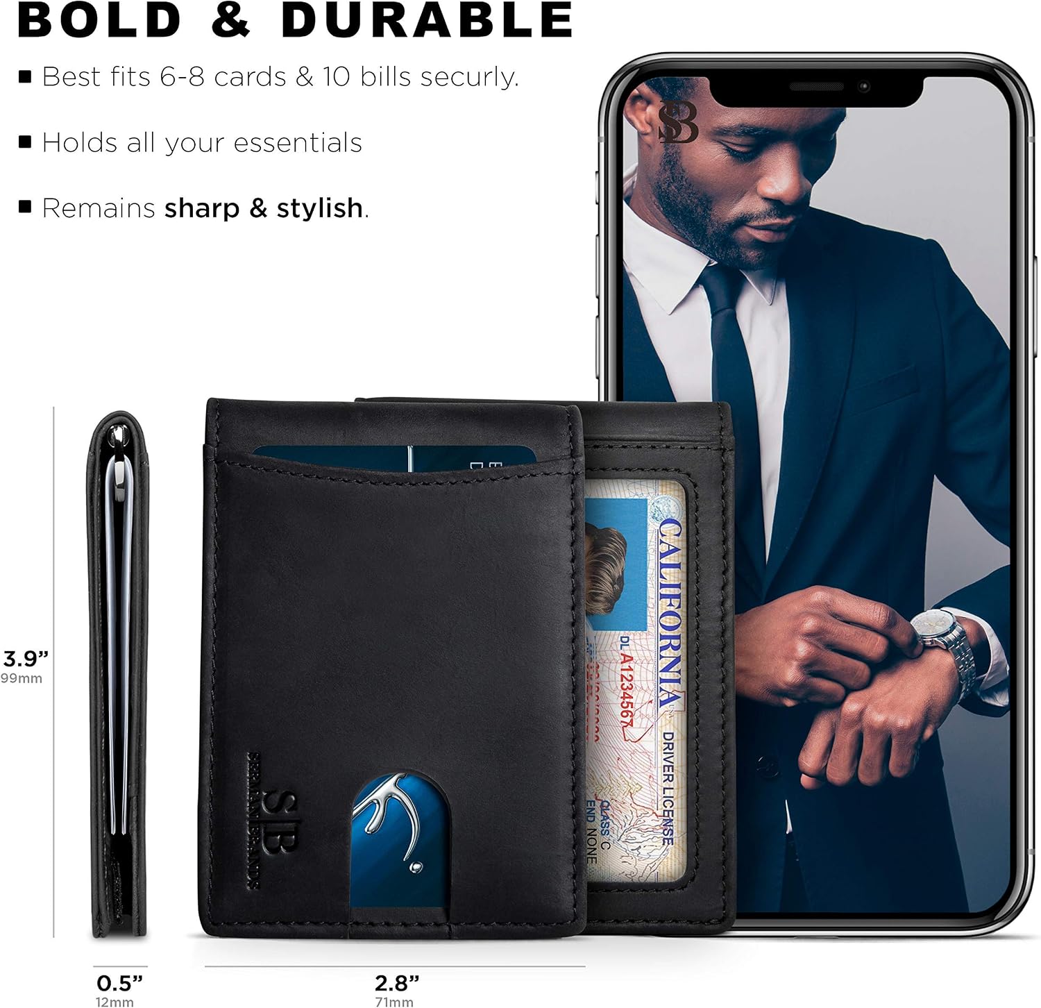 Thumbnail 4 de SERMAN BRANDS Slim RFID Bifold Wallet 3.9"