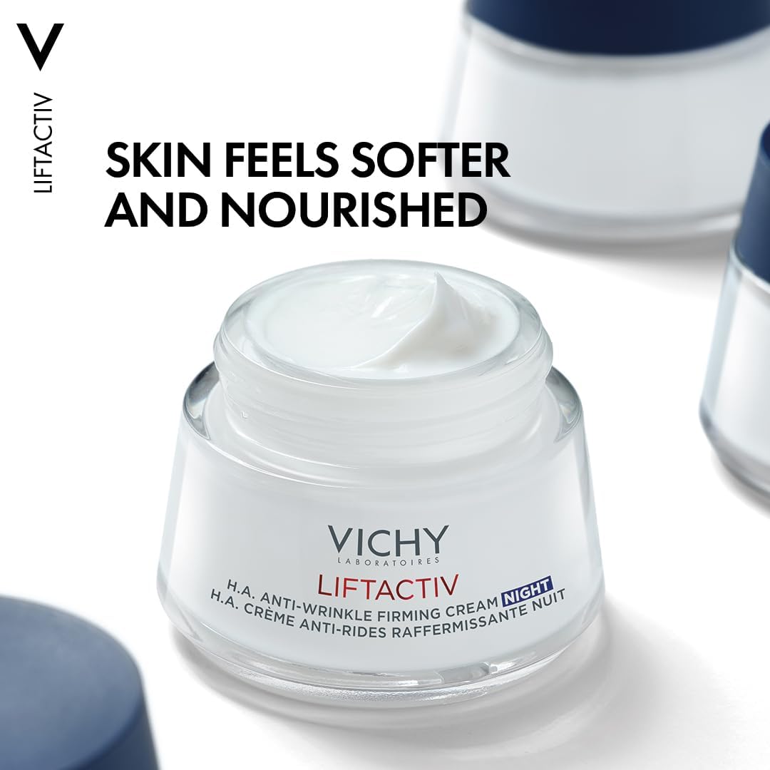 Detalle de Vichy Liftactiv Hyaluronic Acid Anti-Wrinkle Firming Night Cream (50ml) for deeply hydrated, firmer-looking skin