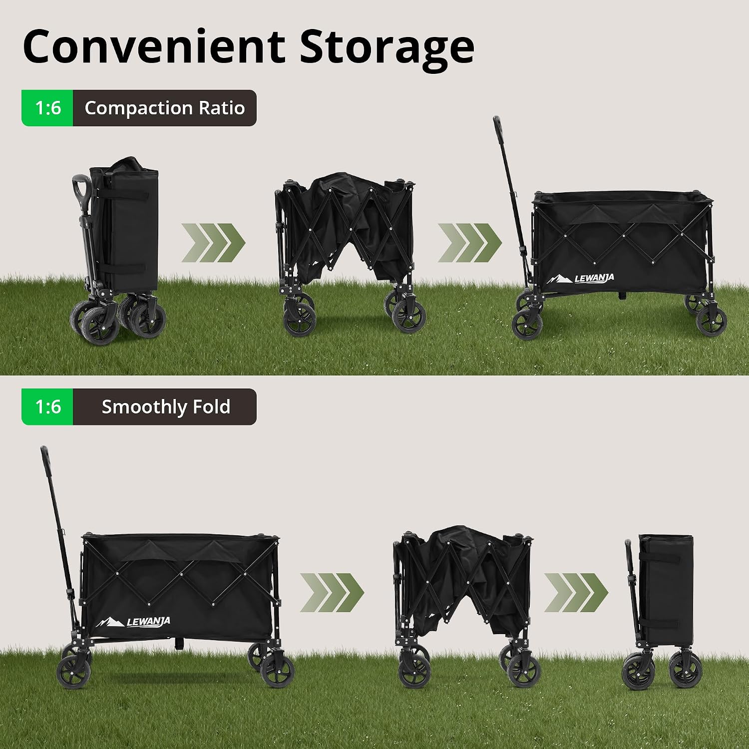 Detalle de LEWANJA 140L Folding Trolley: Heavy-Duty Handcart for Everyday Hauling