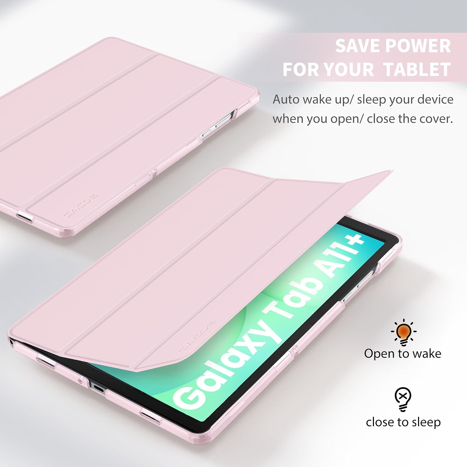 Detalle de CACOE Hülle für Samsung Galaxy Tab A11+ Plus 11 Zoll 2025/A9+ Plus 2023 – Ultra Dünn, transluzent matt, Hellrosa