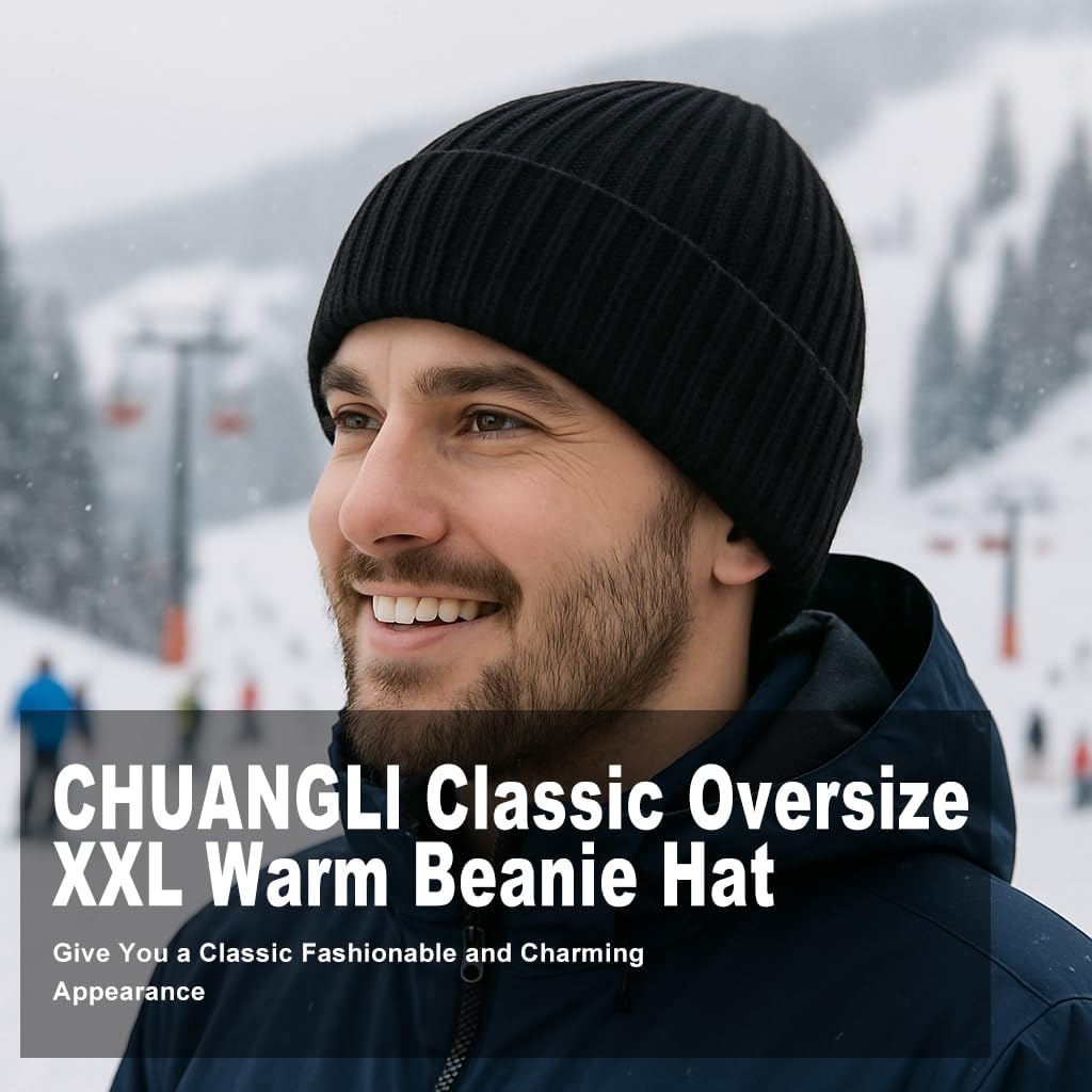Thumbnail 5 de CHUANGLI Oversize XXL Winter Wool Beanie (Fleece Lined, Unisex)