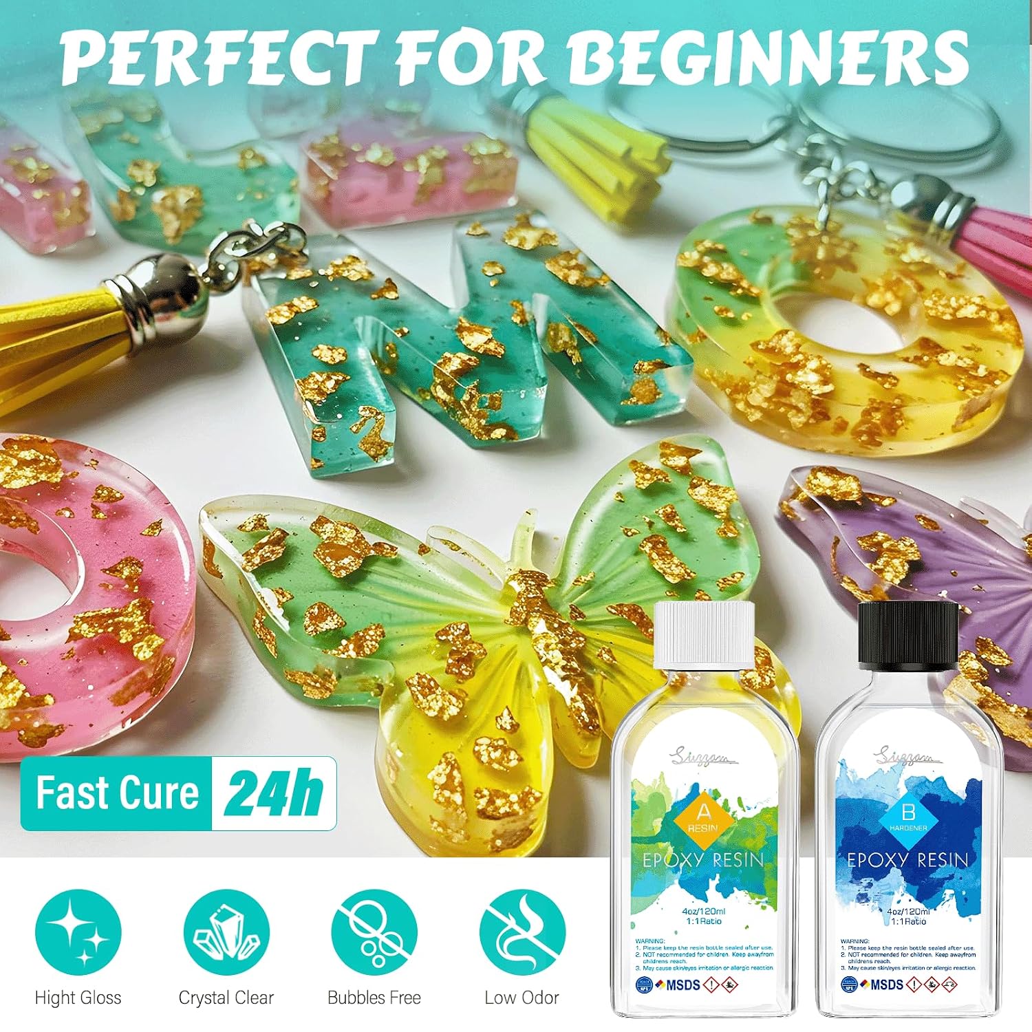 Thumbnail 1 de Crystal Clear Epoxy Resin Kit 8oz (240ml) with Molds – High Gloss, UV Resistant, Beginner Friendly