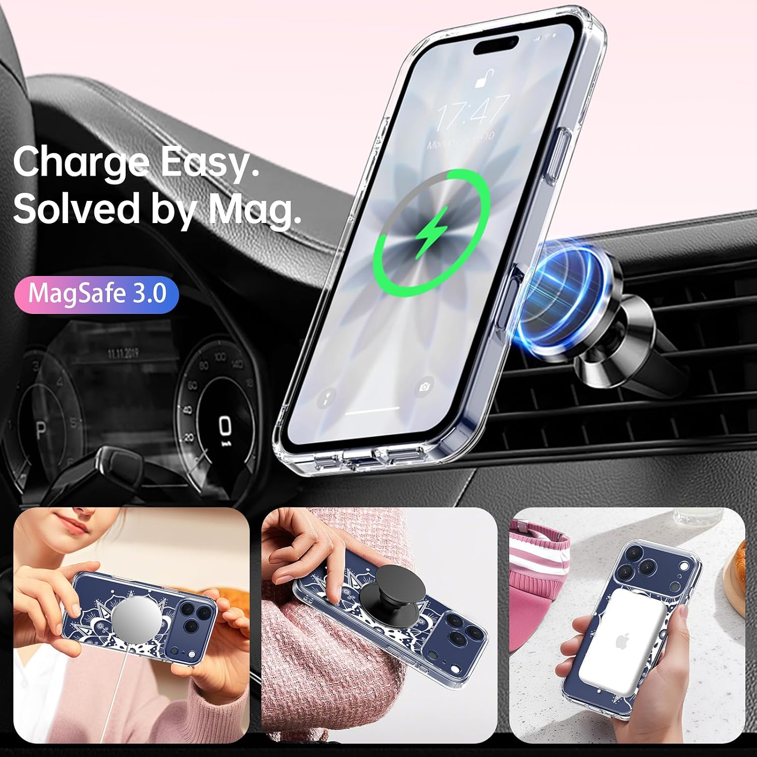 Detalle de LUHOURI iPhone case, clear acrylic
