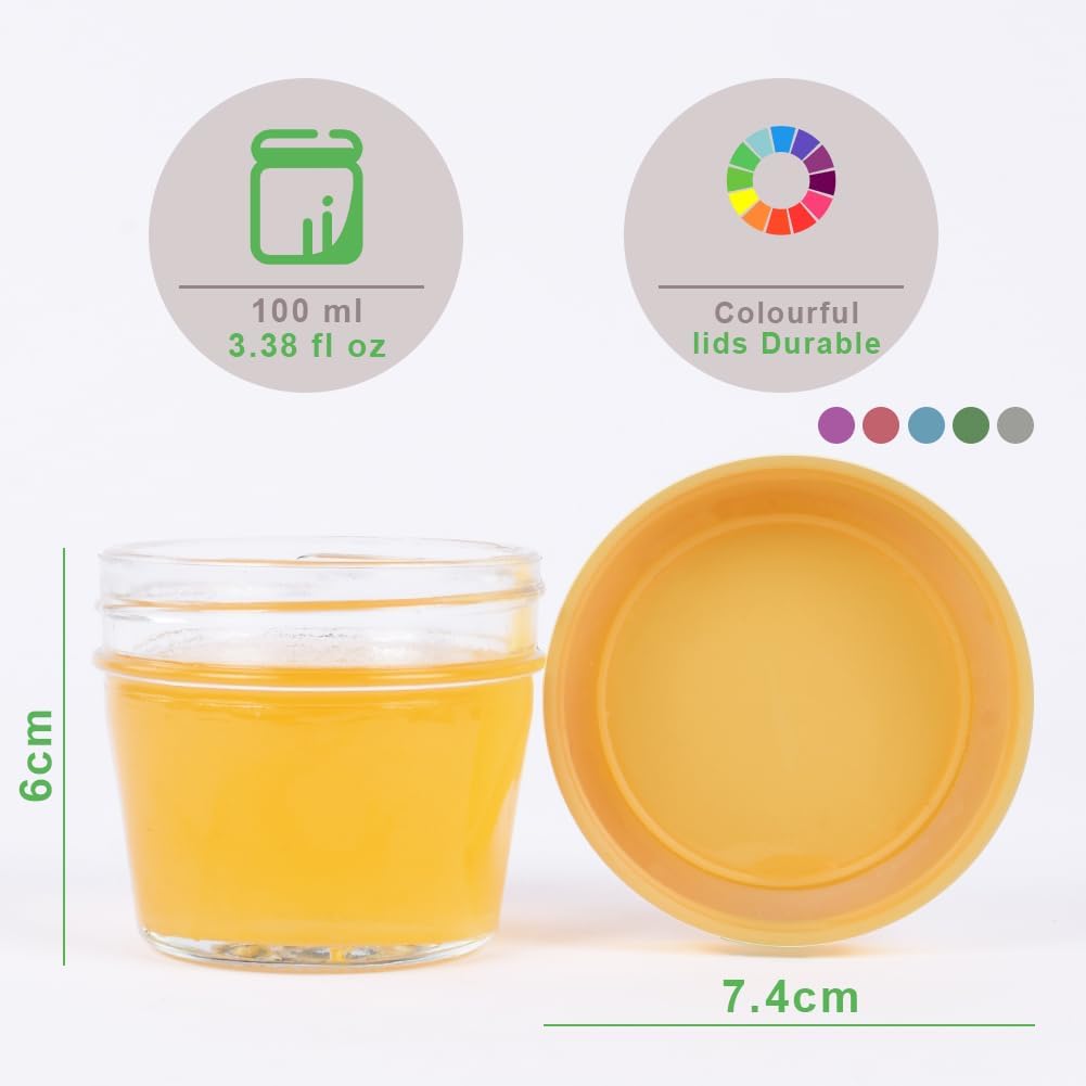 Thumbnail 1 de Aolso Contenitori Alimentari: 4 Vasetti in Vetro da 480 ml, colorati e lavastoviglie/Freezer/Microonde