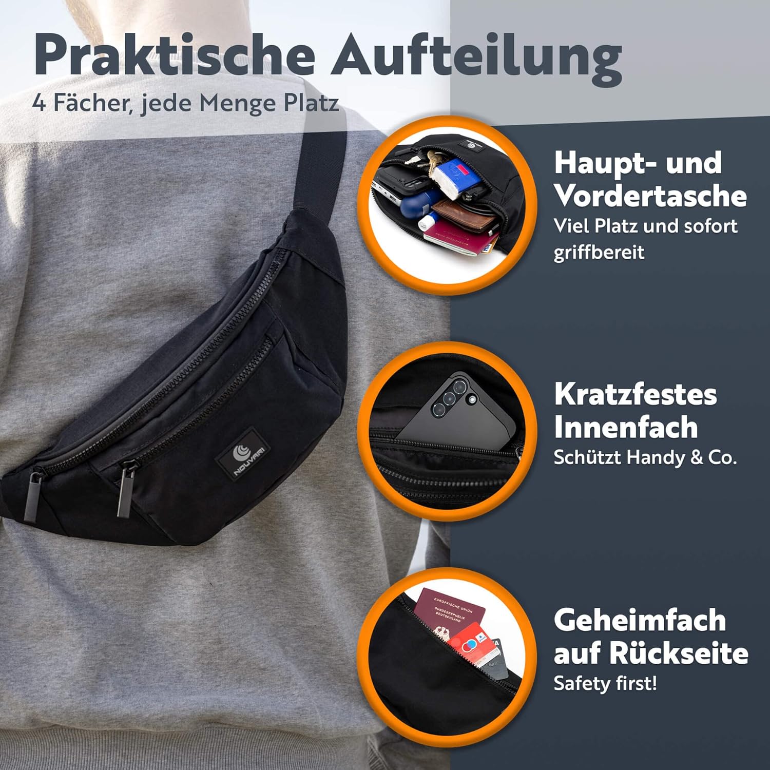 Thumbnail 3 de Hüfttasche NOAH 4 Fächer für Reisen